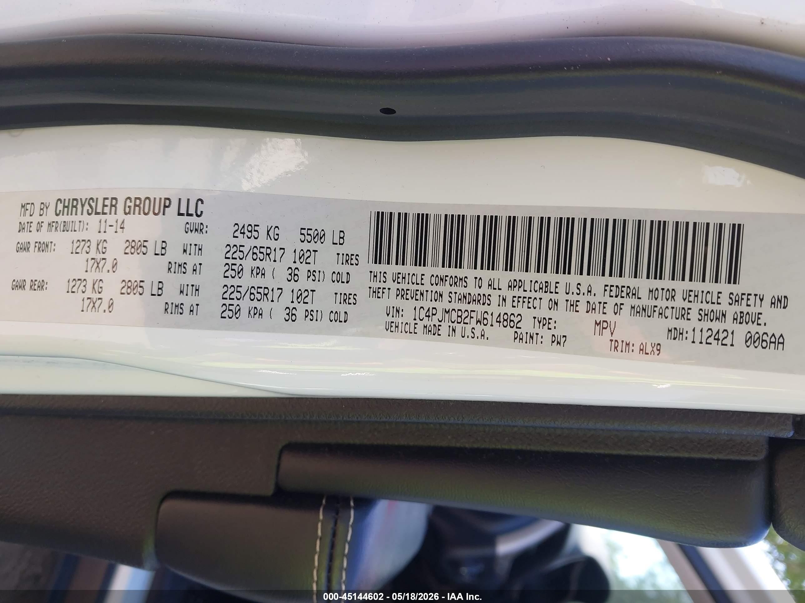 2015 Jeep Cherokee Latitude White vin: 1C4PJMCB2FW614862