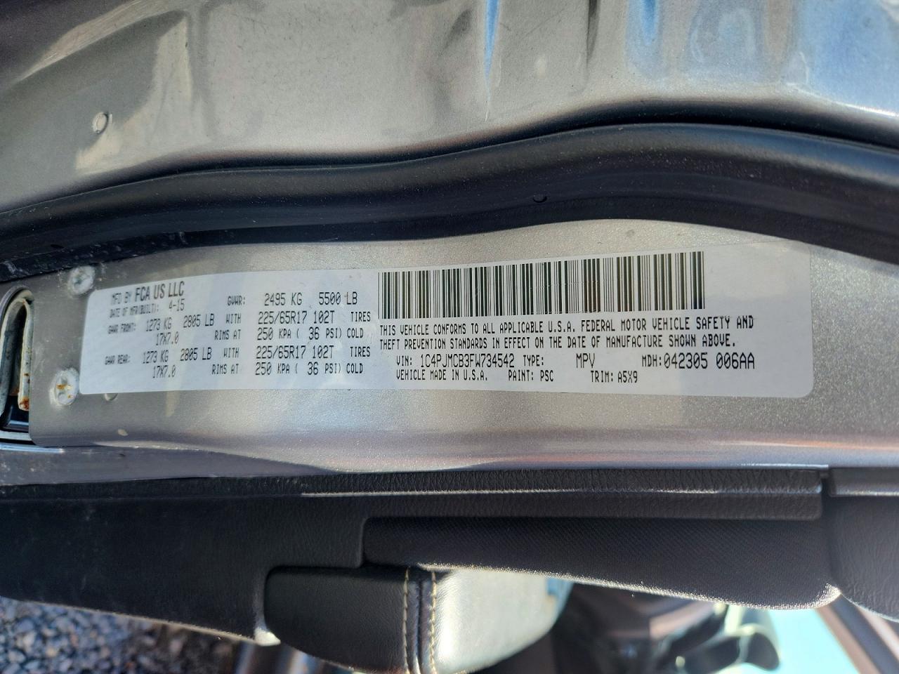 2015 Jeep Cherokee Latitude Gray vin: 1C4PJMCB3FW734542