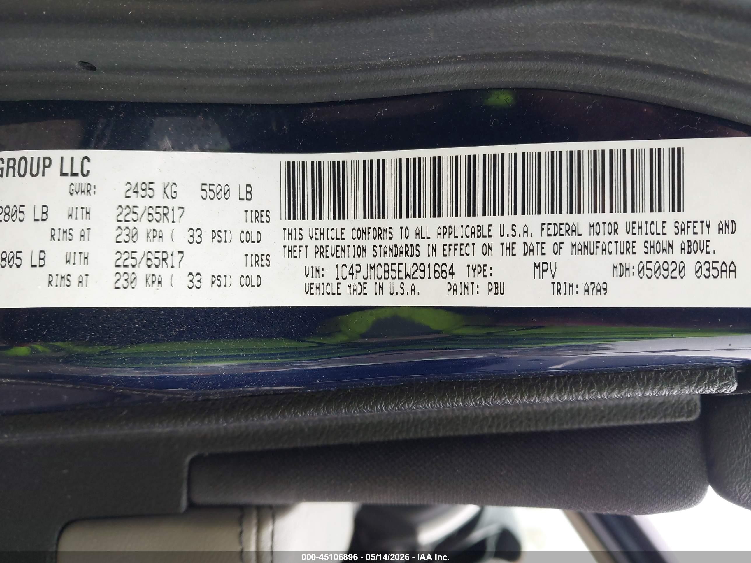 2014 Jeep Cherokee Latitude Blue vin: 1C4PJMCB5EW291664
