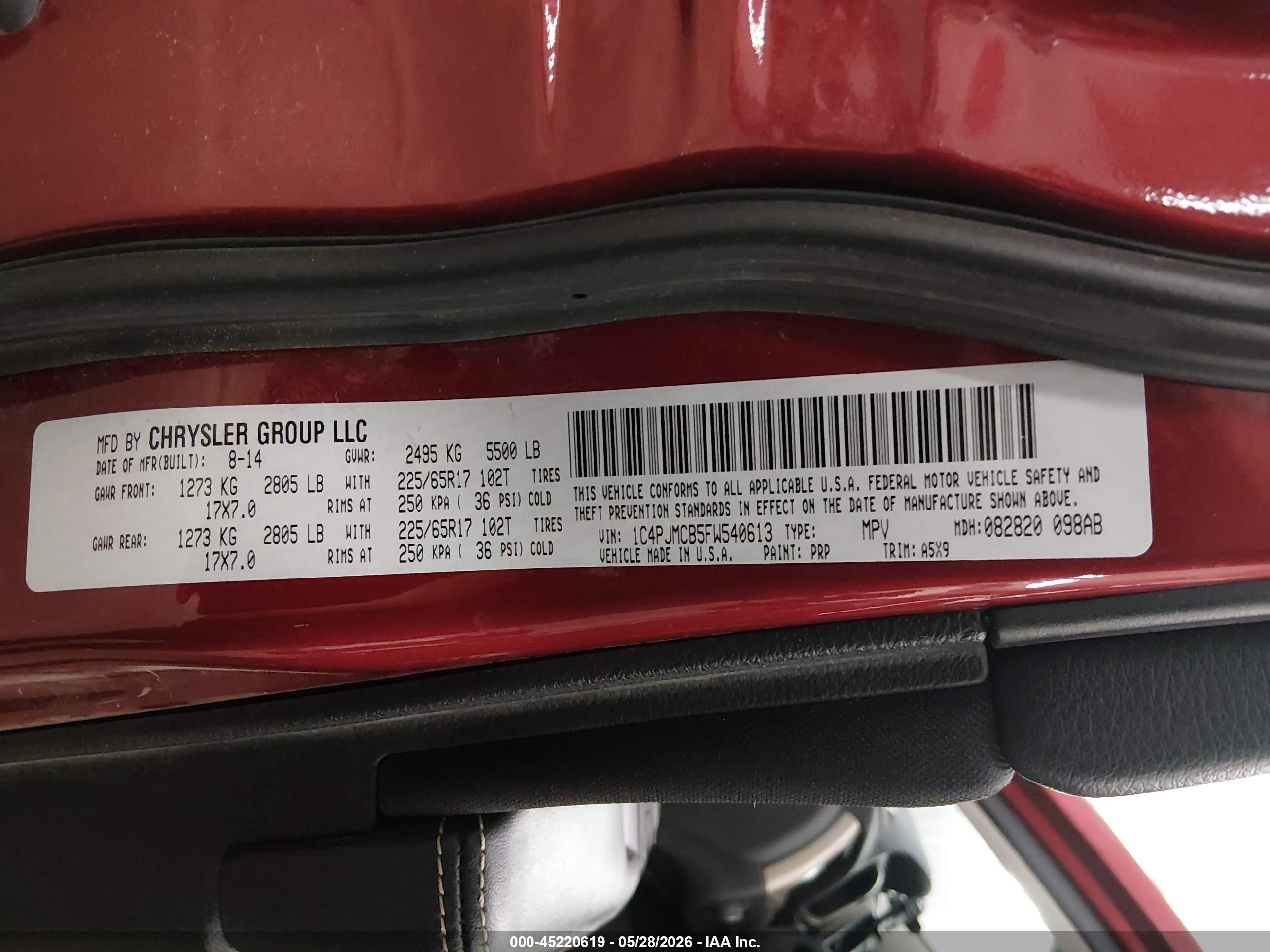 2015 Jeep Cherokee Latitude Red vin: 1C4PJMCB5FW540613