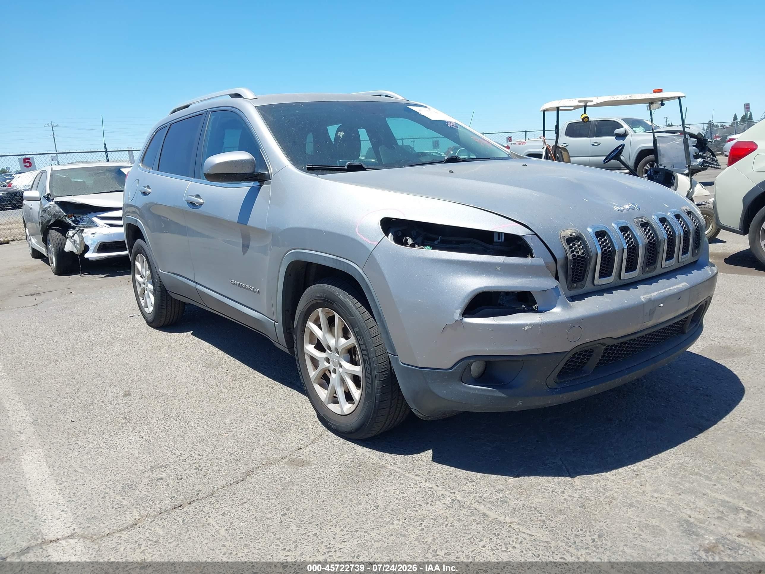2015 Jeep Cherokee Latitude Gray vin: 1C4PJMCB5FW633244