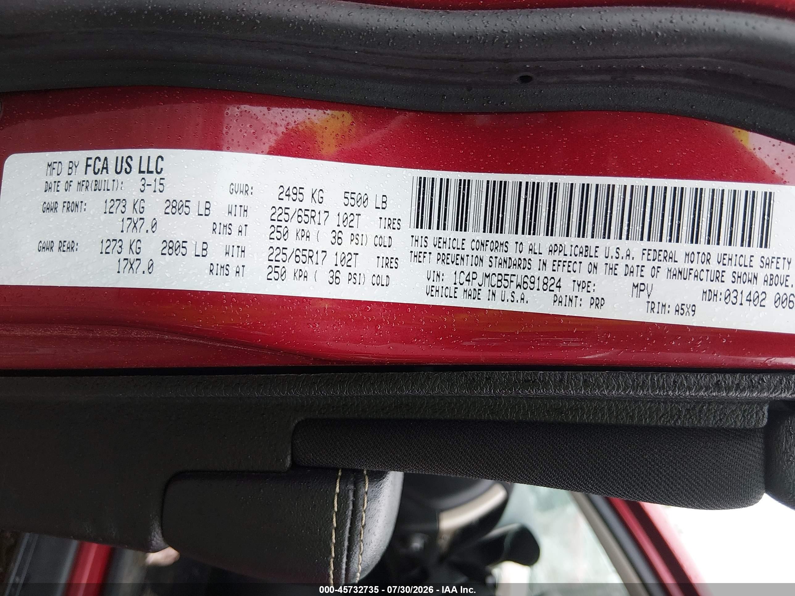 2015 Jeep Cherokee Latitude Красный vin: 1C4PJMCB5FW691824