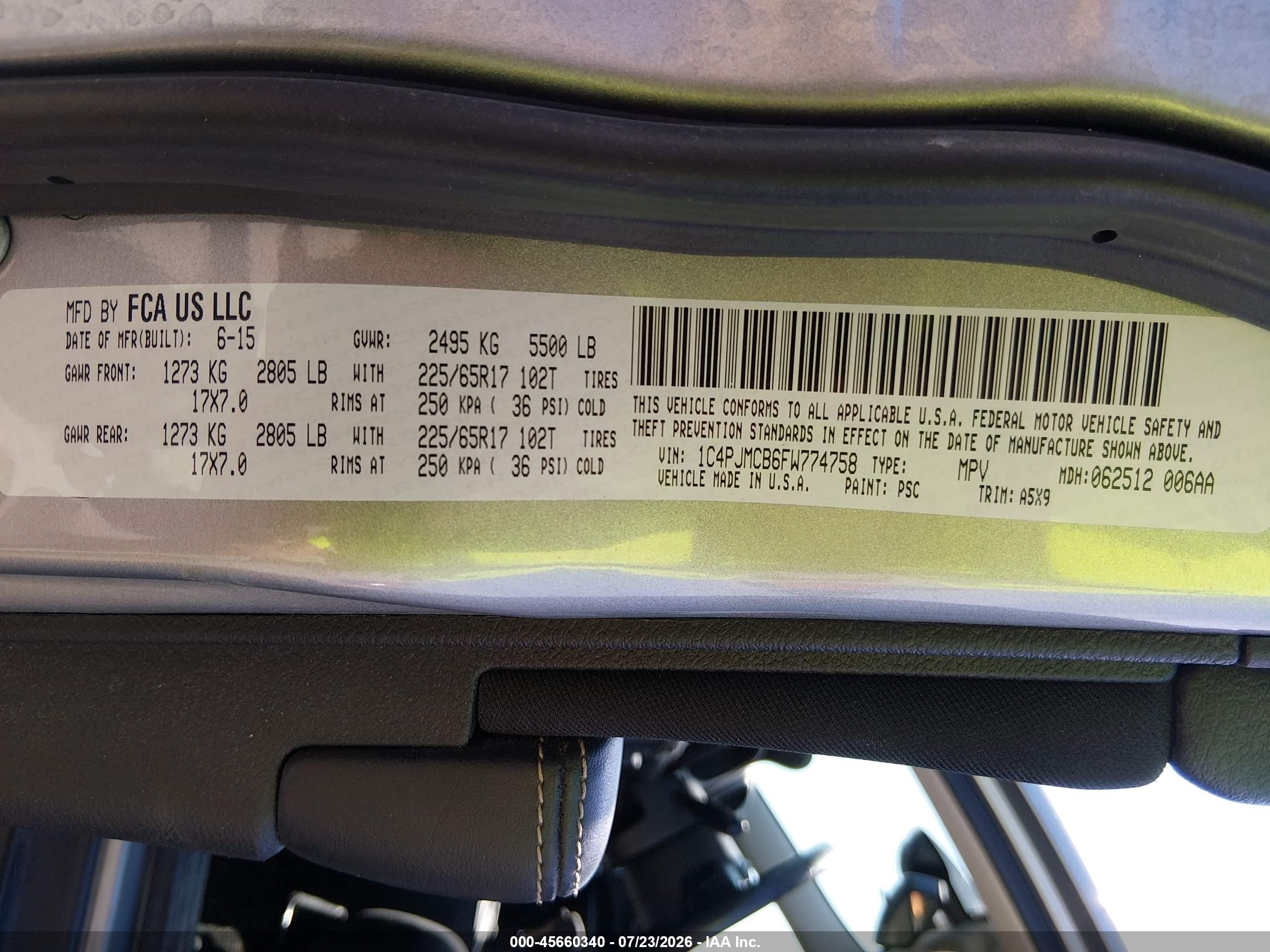 2015 Jeep Cherokee Latitude Серый vin: 1C4PJMCB6FW774758