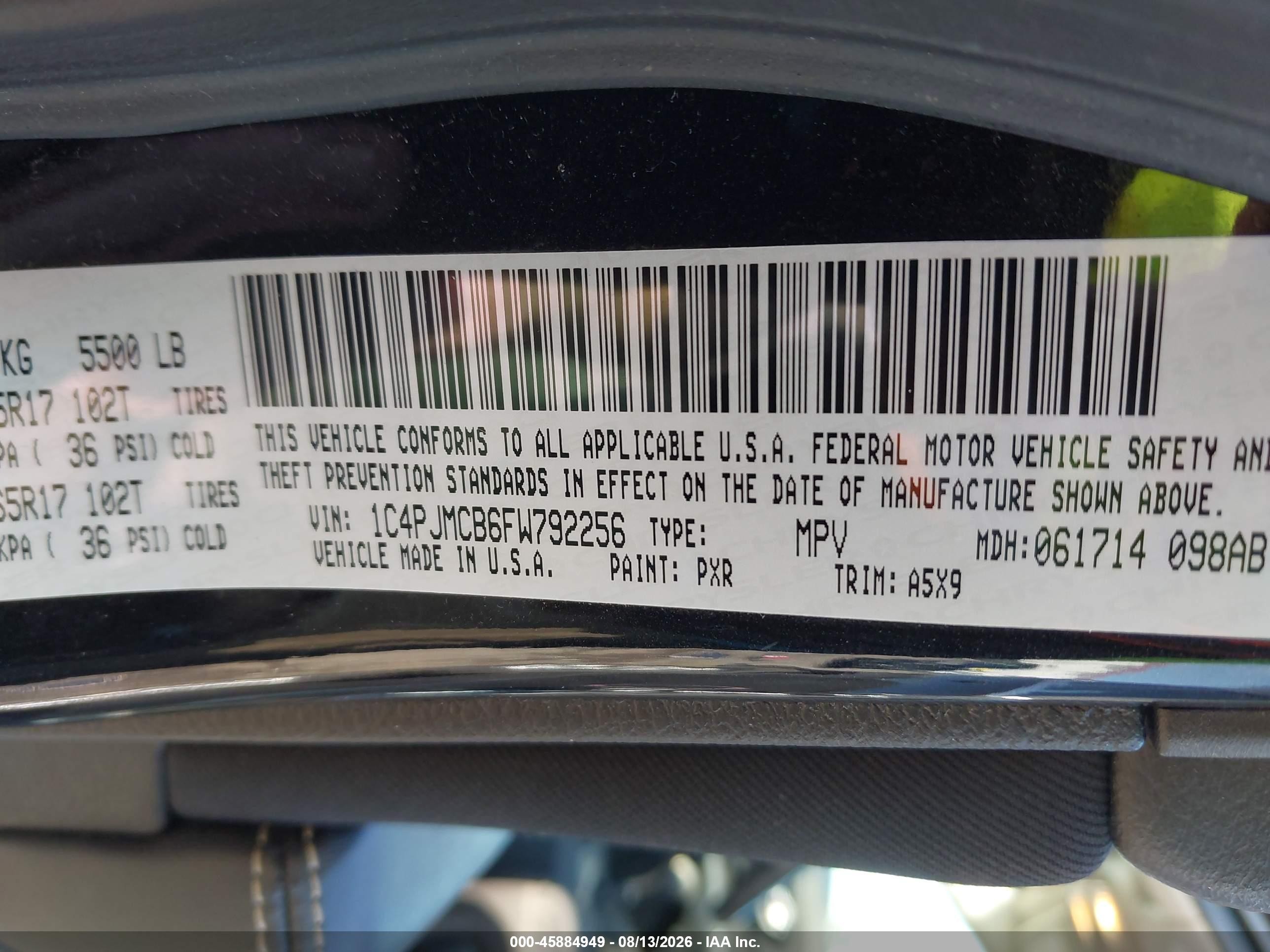 2015 Jeep Cherokee Latitude Черный vin: 1C4PJMCB6FW792256