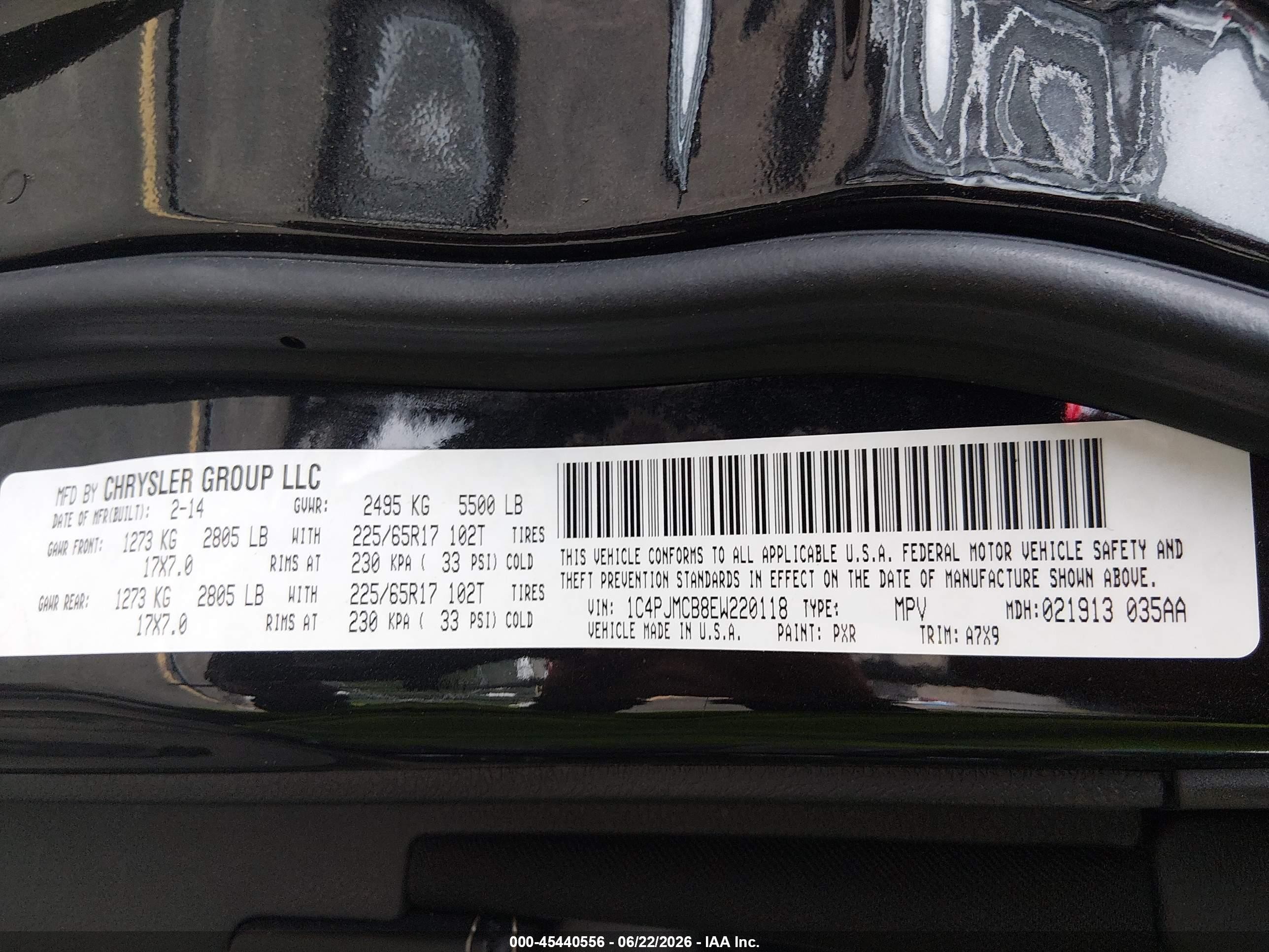 2014 Jeep Cherokee Latitude Black vin: 1C4PJMCB8EW220118