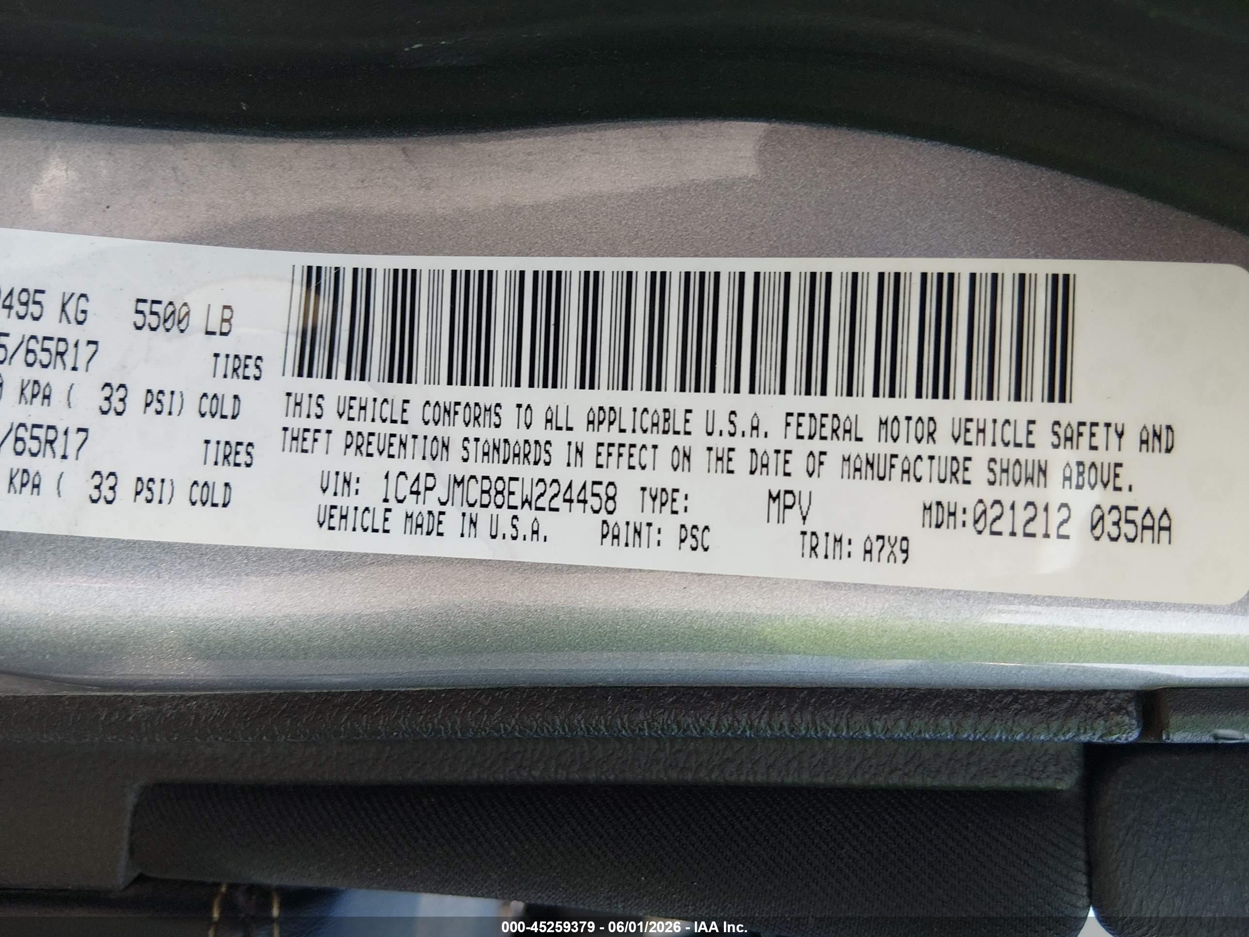 2014 Jeep Cherokee Latitude Серебряный vin: 1C4PJMCB8EW224458