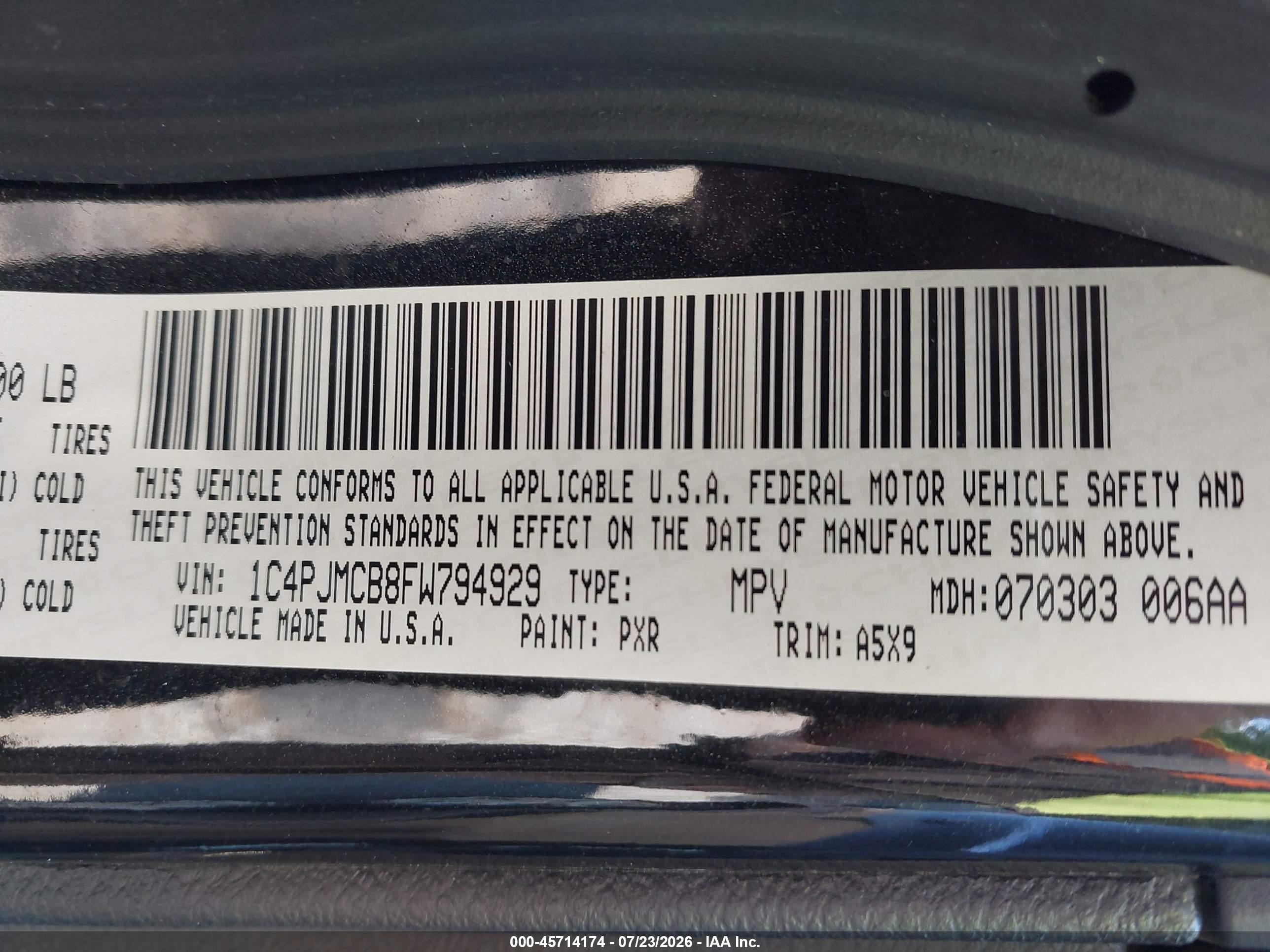 2015 Jeep Cherokee Latitude Black vin: 1C4PJMCB8FW794929