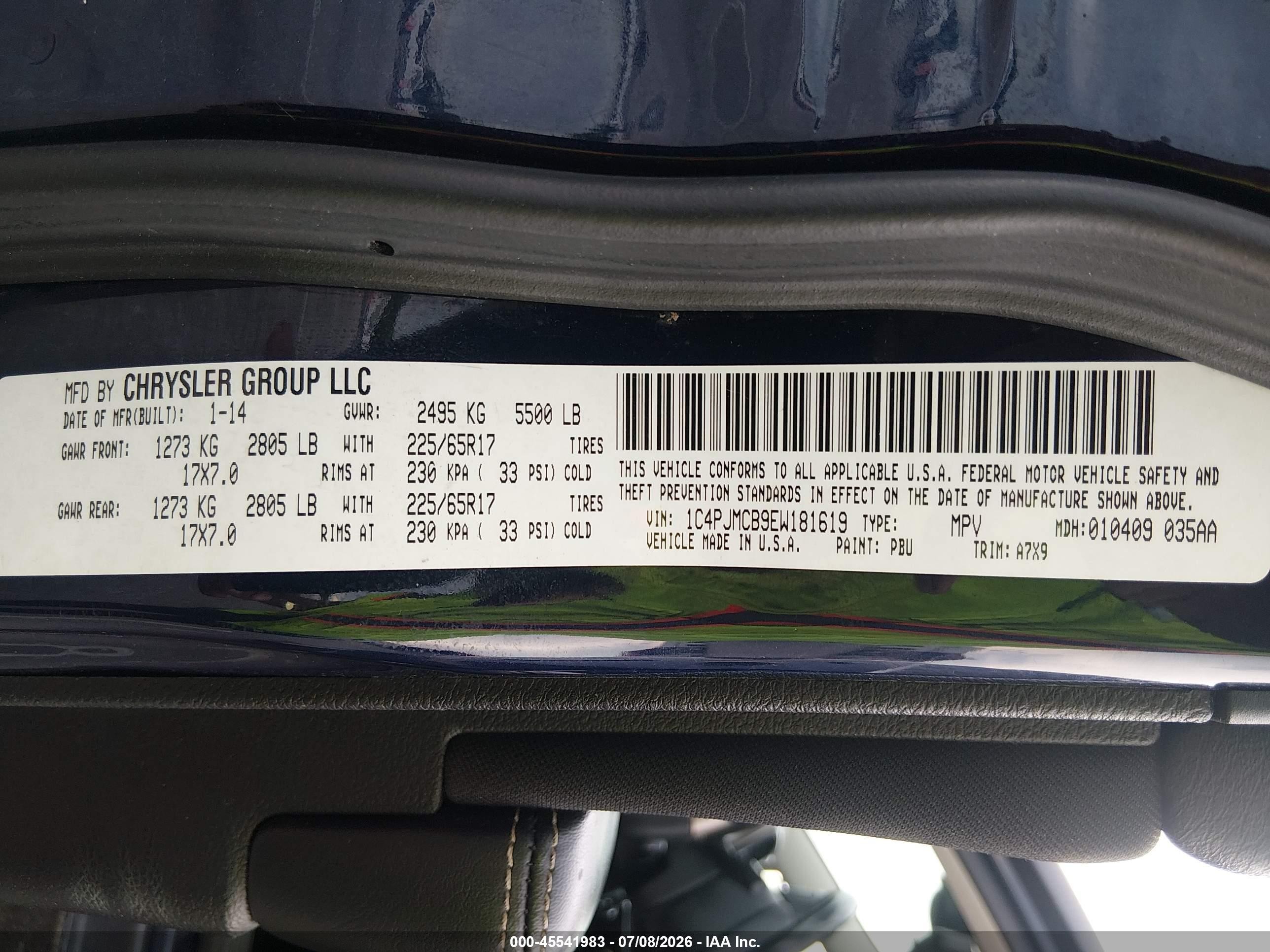 2014 Jeep Cherokee Latitude Blue vin: 1C4PJMCB9EW181619