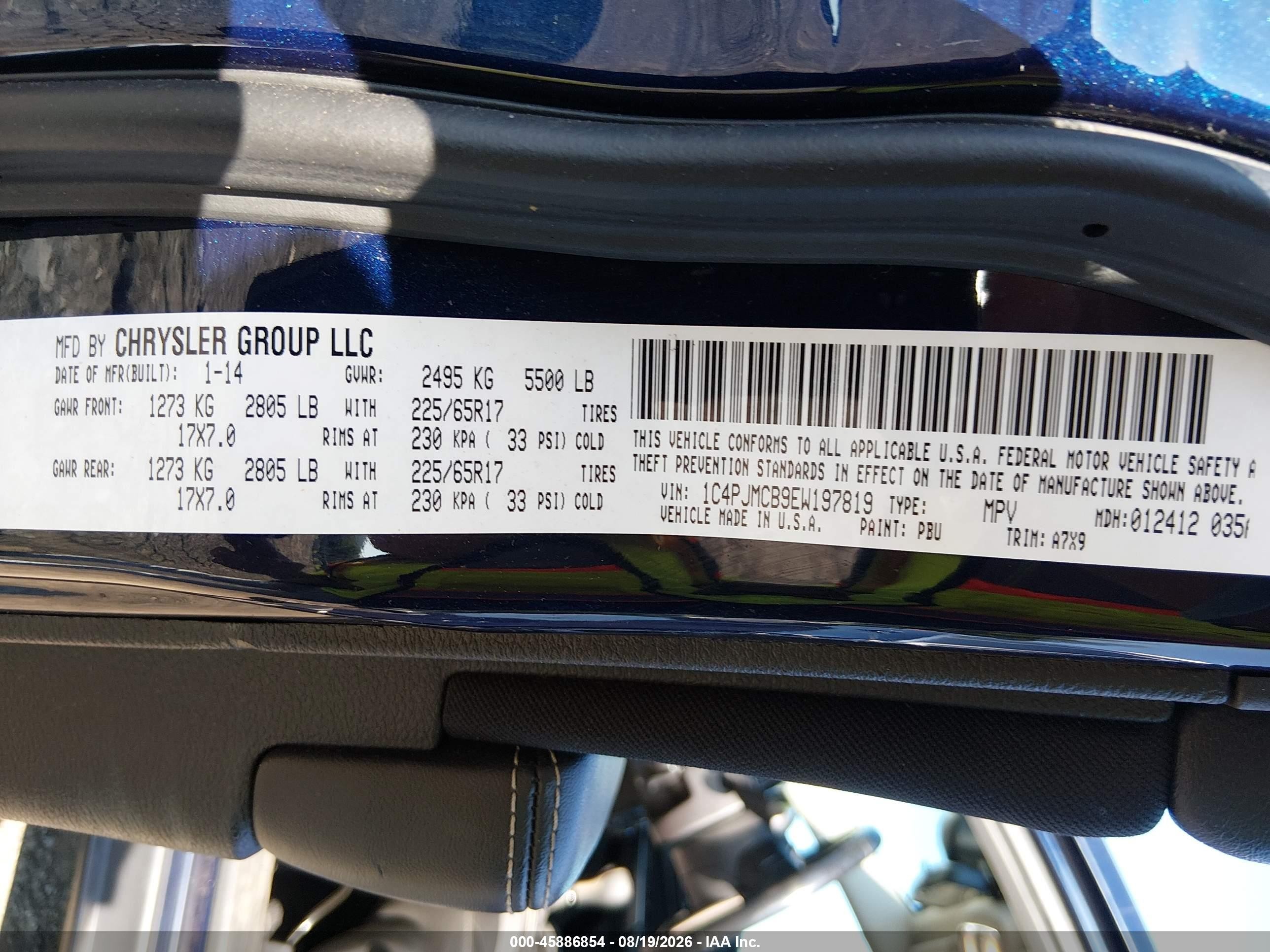 2014 Jeep Cherokee Latitude Dark Blue vin: 1C4PJMCB9EW197819