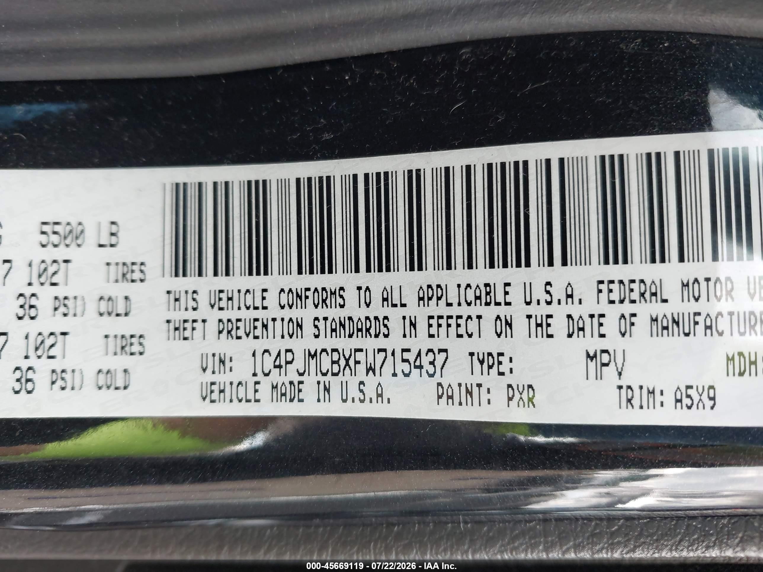 2015 Jeep Cherokee Latitude Black vin: 1C4PJMCBXFW715437