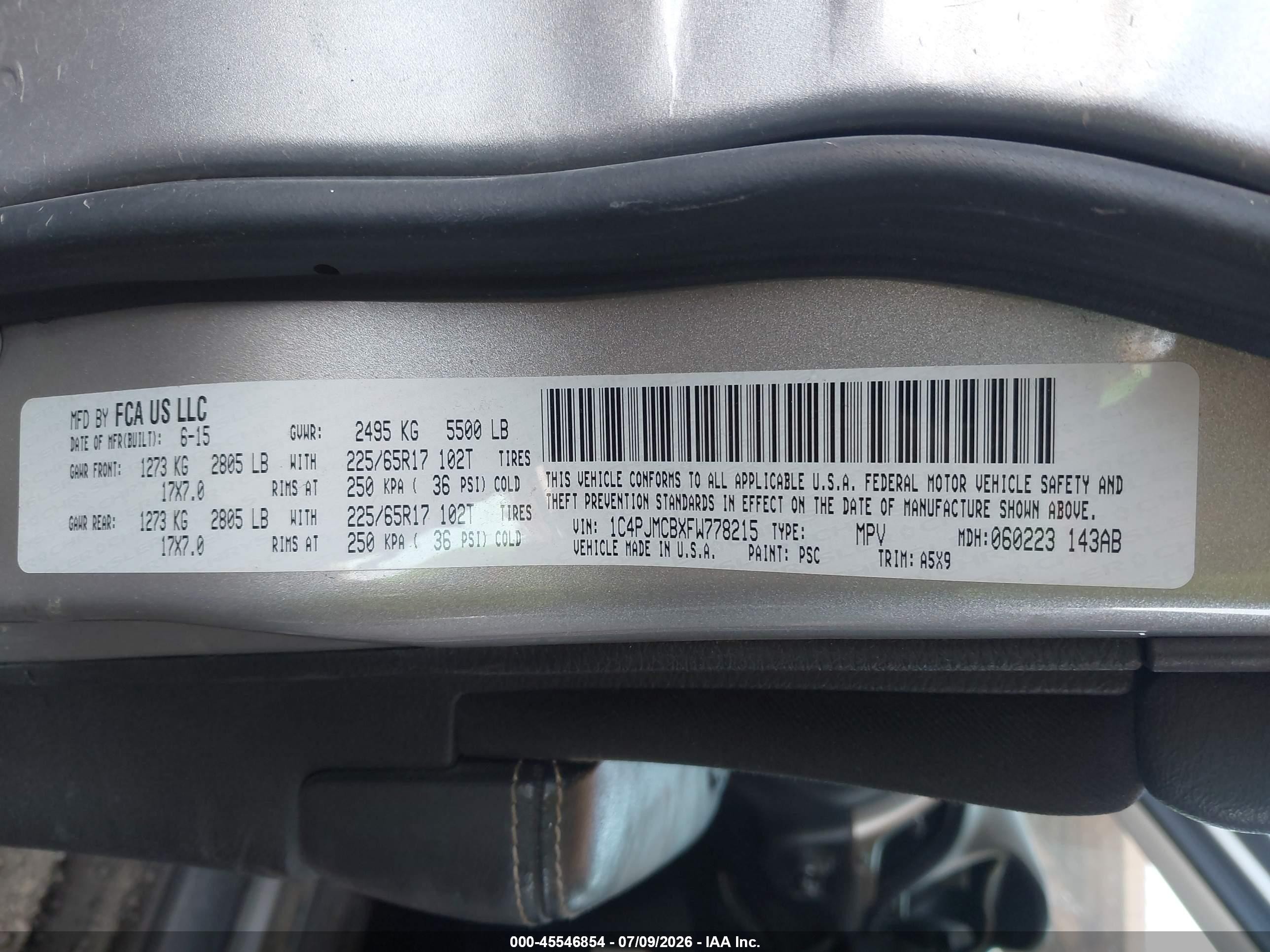 2015 Jeep Cherokee Latitude Gray vin: 1C4PJMCBXFW778215