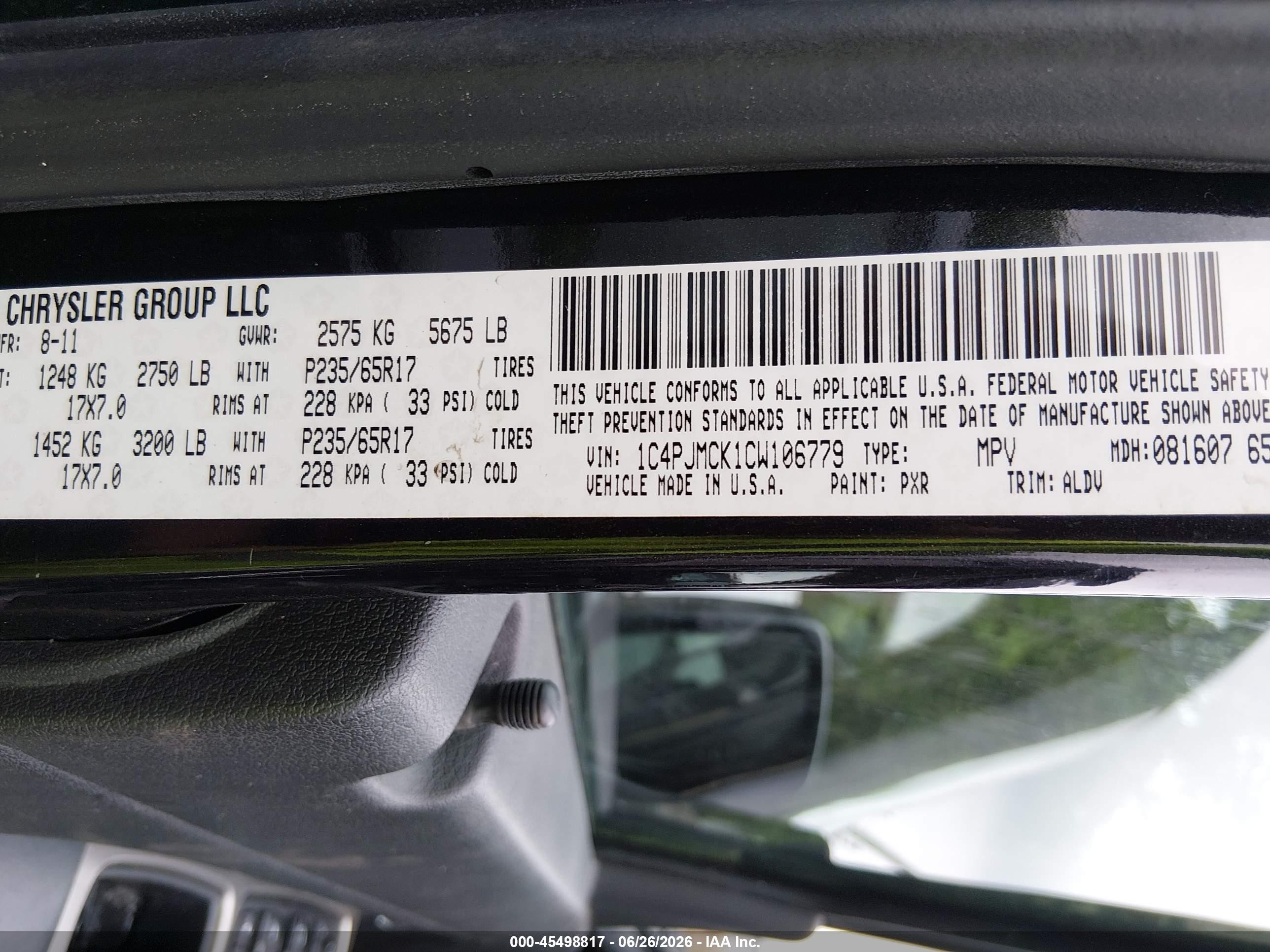 2012 Jeep Liberty Limited Edition Blue vin: 1C4PJMCK1CW106779