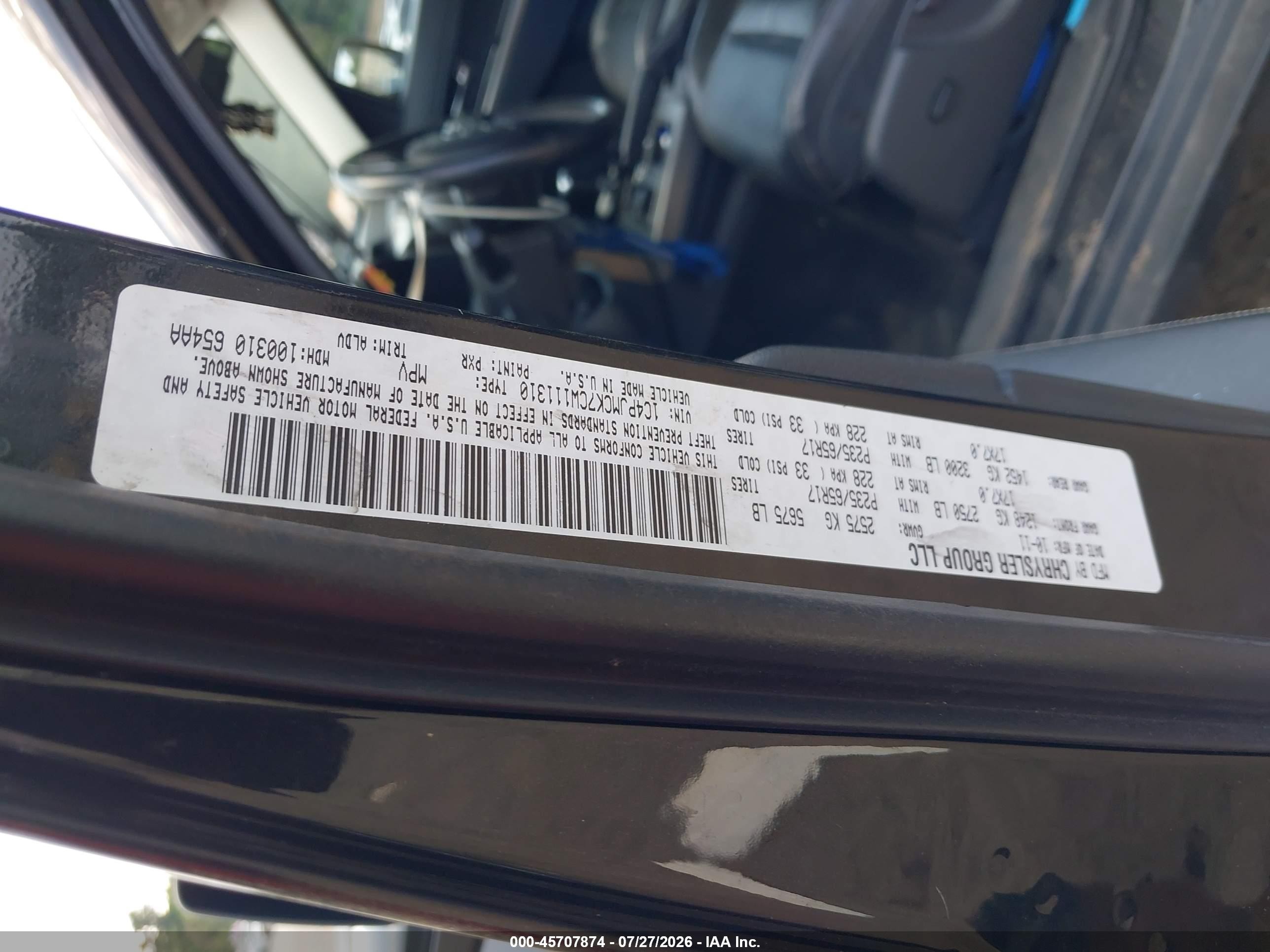 2012 Jeep Liberty Limited Edition Черный vin: 1C4PJMCK7CW111310