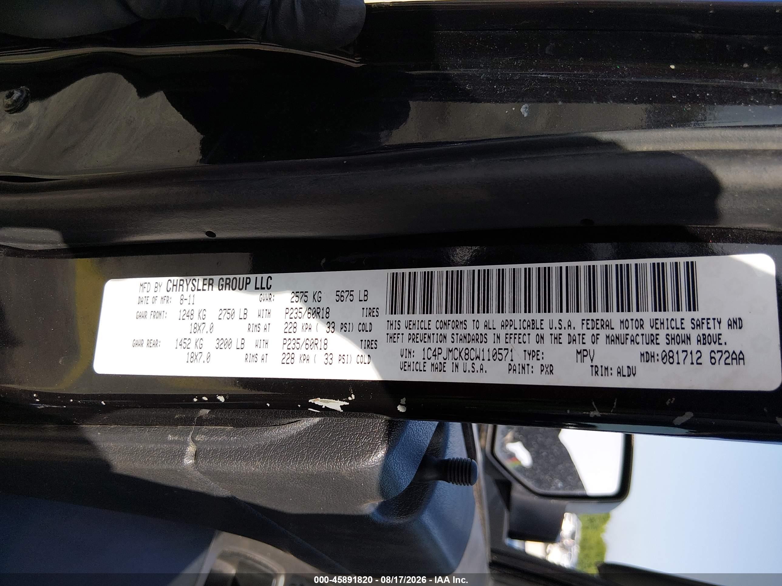 2012 Jeep Liberty Limited Edition Black vin: 1C4PJMCK8CW110571