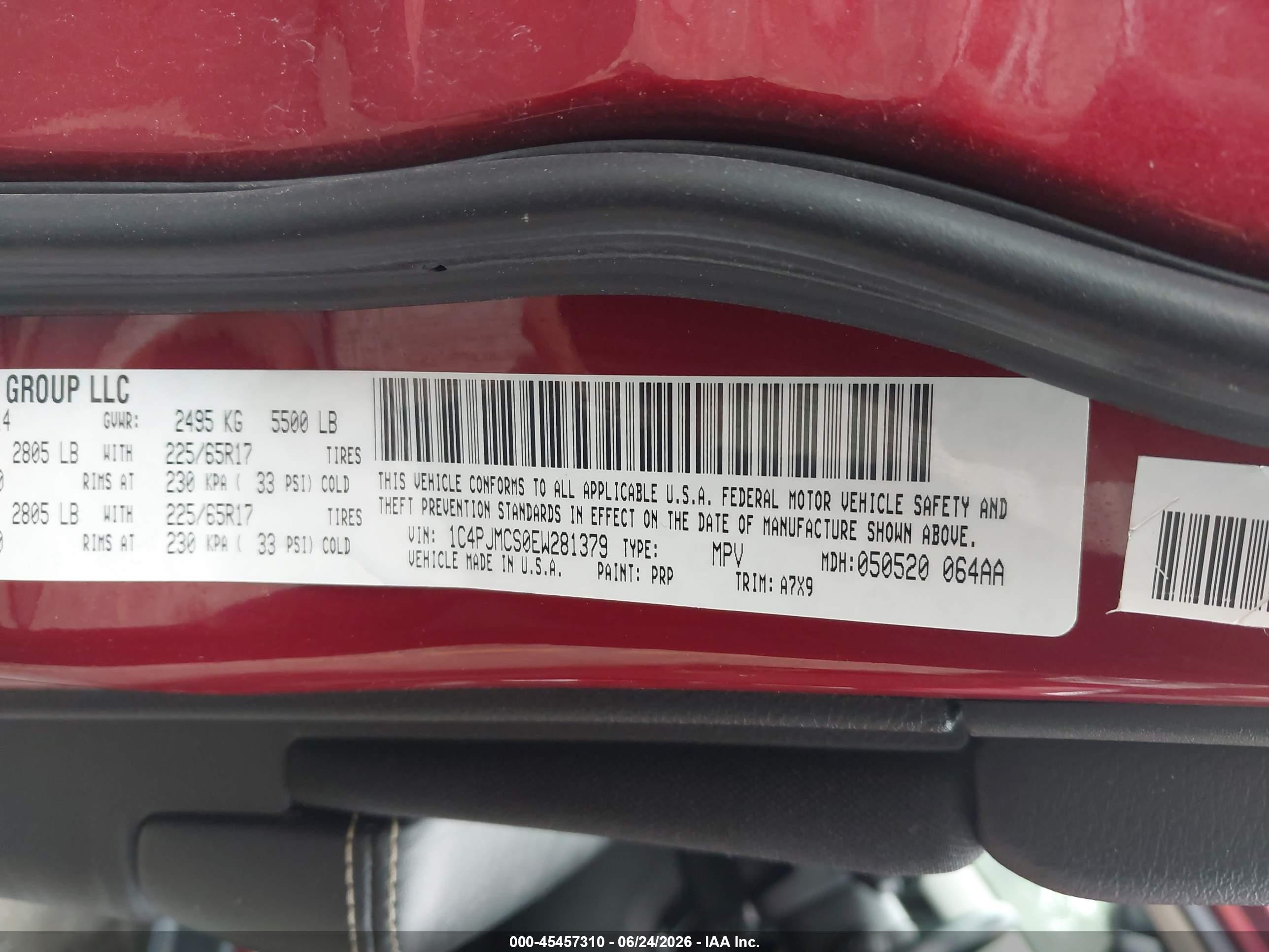 2014 Jeep Cherokee Latitude Красный vin: 1C4PJMCS0EW281379