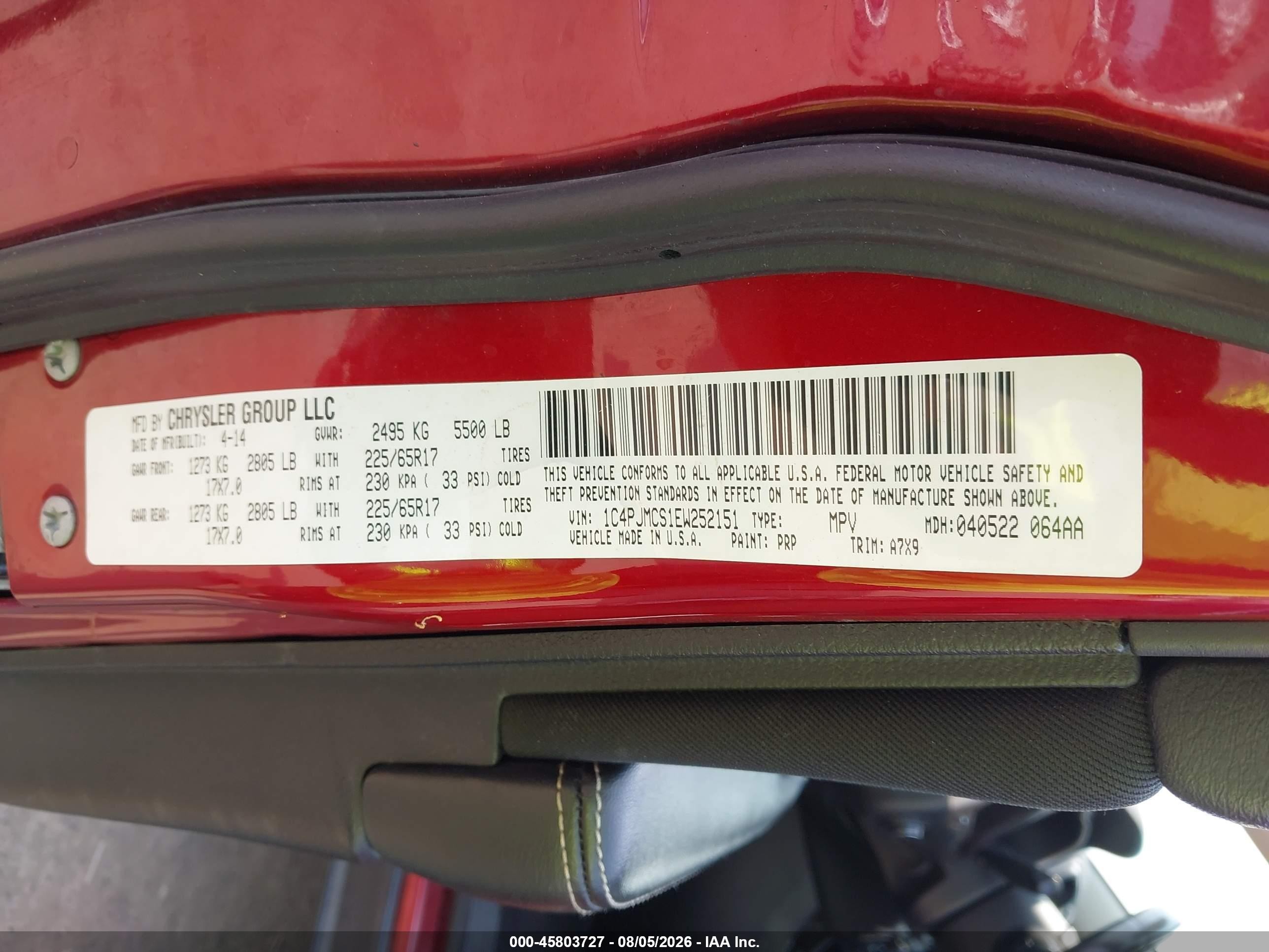 2014 Jeep Cherokee Latitude Red vin: 1C4PJMCS1EW252151