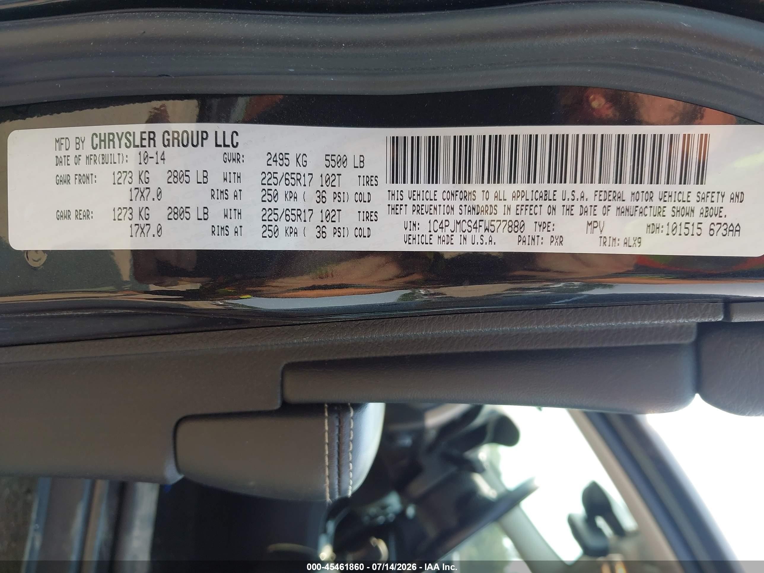 2015 Jeep Cherokee Latitude Black vin: 1C4PJMCS4FW577880