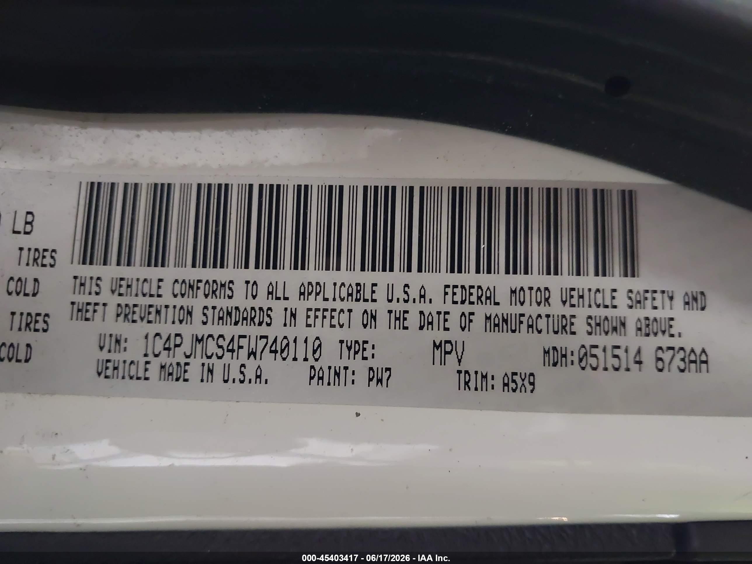 2015 Jeep Cherokee Latitude Белый vin: 1C4PJMCS4FW740110