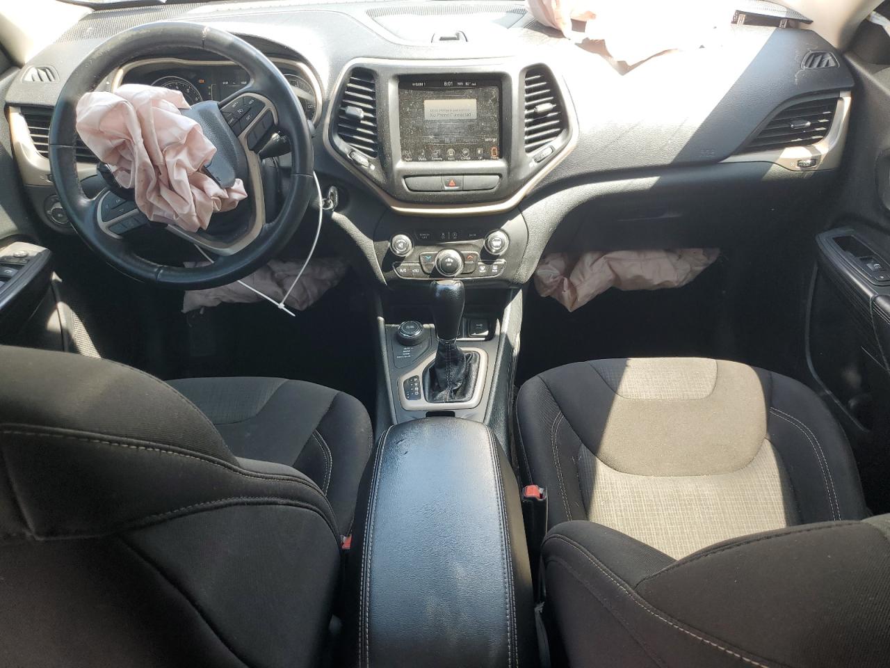 2015 Jeep Cherokee Latitude White vin: 1C4PJMCS5FW750659 Damage: Front Center Armrest, Torn, 1/2 To 1 Inch