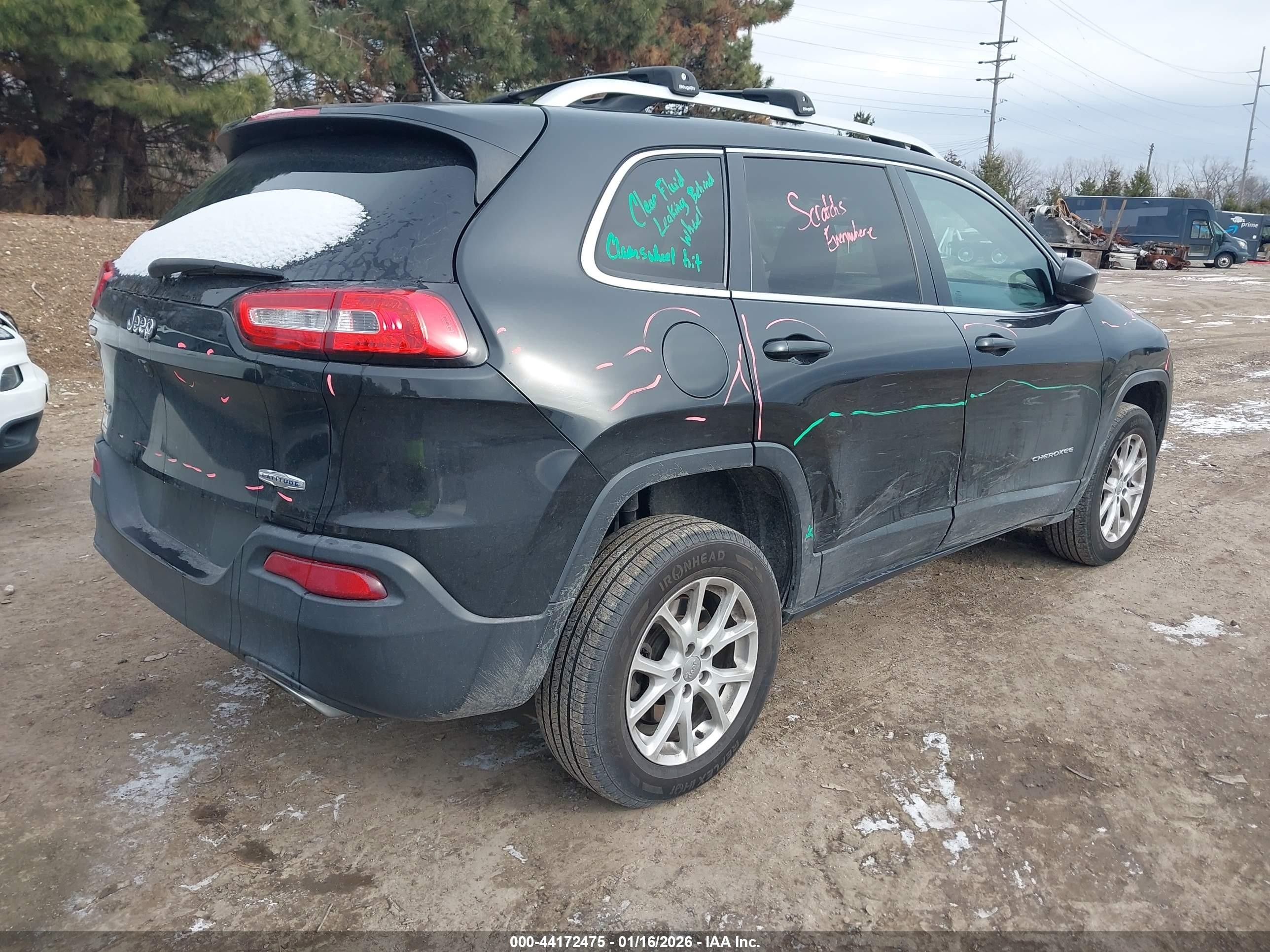 2015 Jeep Cherokee Latitude Black vin: 1C4PJMCS6FW577380