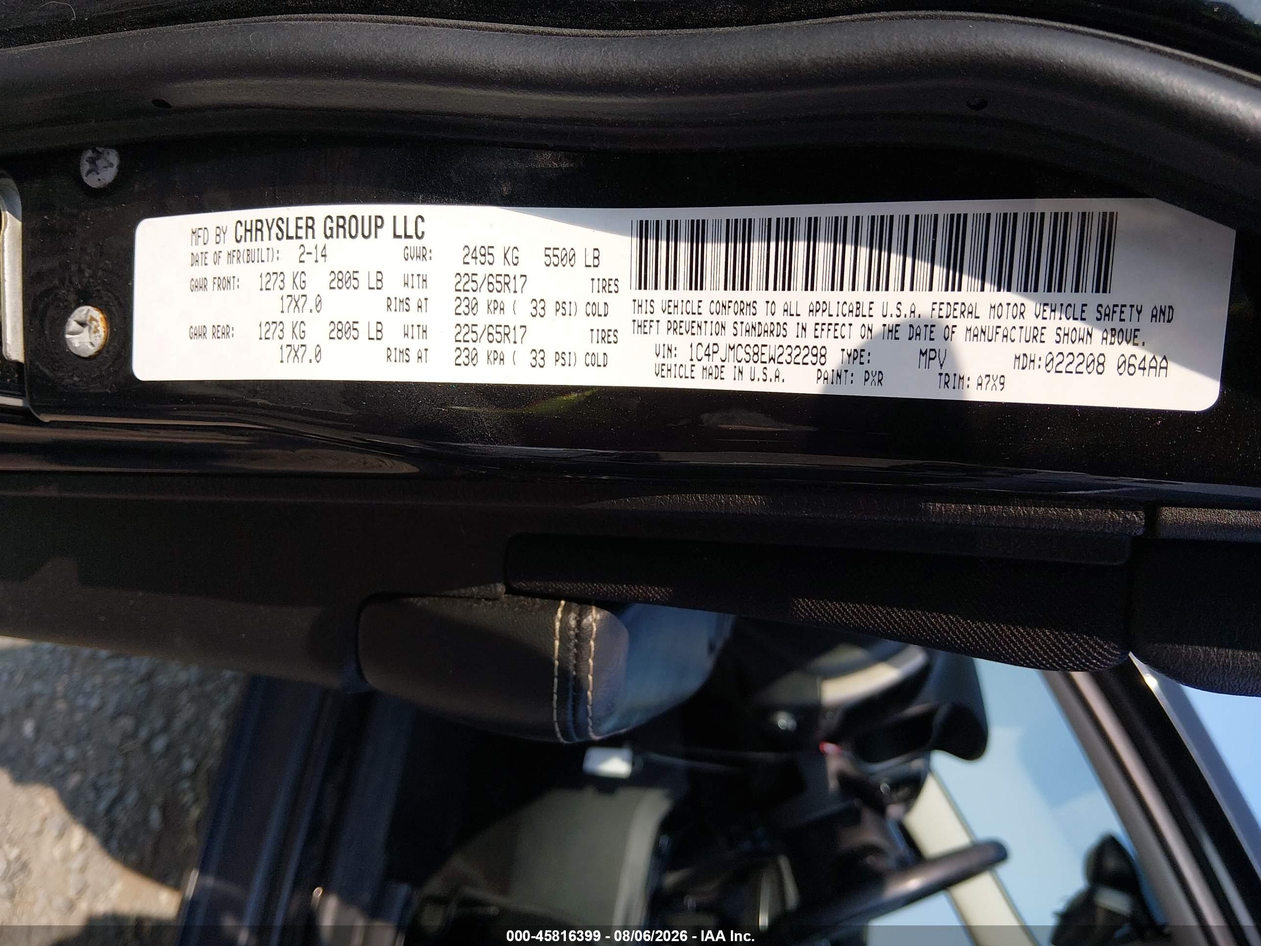2014 Jeep Cherokee Latitude Black vin: 1C4PJMCS8EW232298