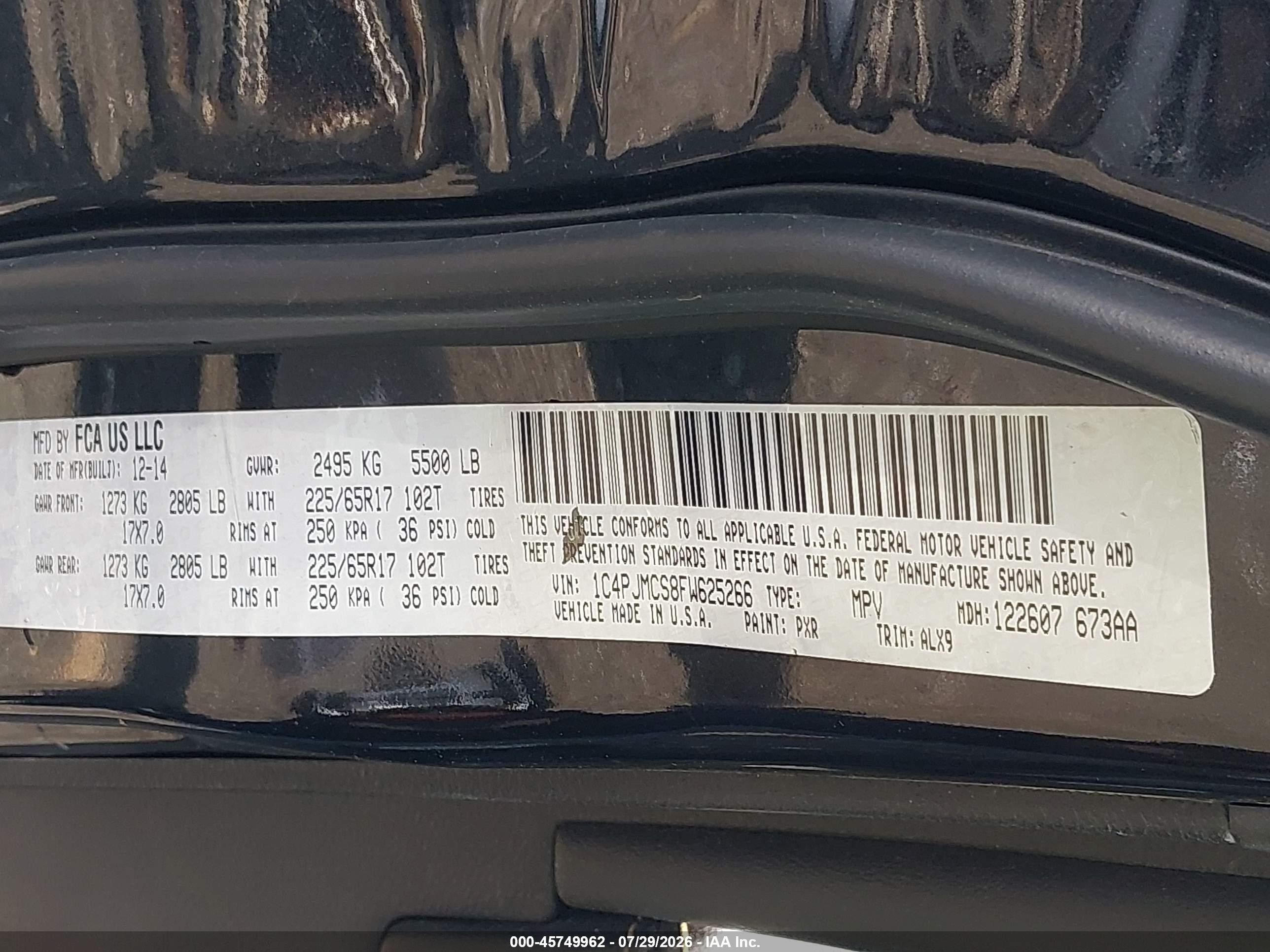 2015 Jeep Cherokee Latitude Черный vin: 1C4PJMCS8FW625266