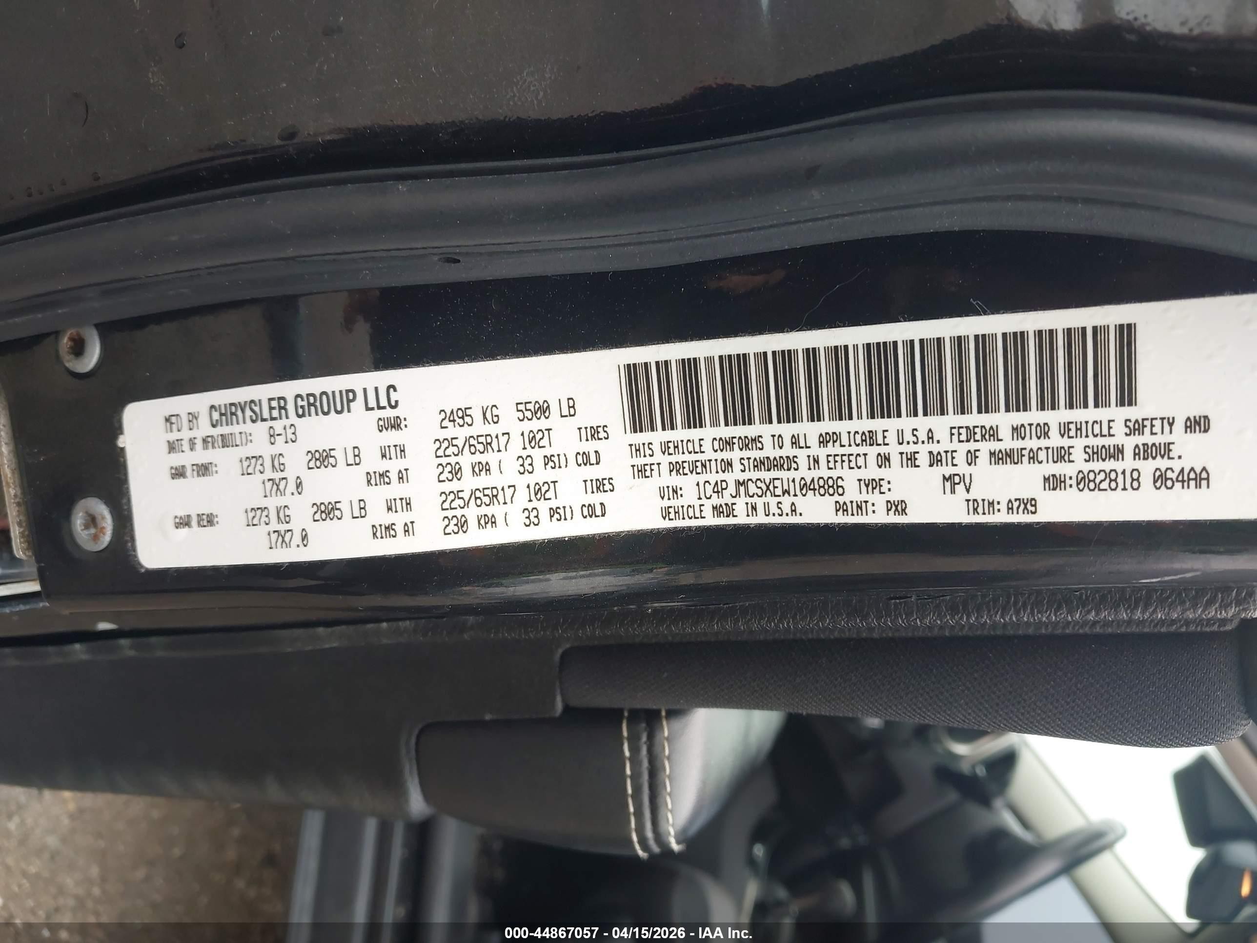 2014 Jeep Cherokee Latitude Black vin: 1C4PJMCSXEW104886