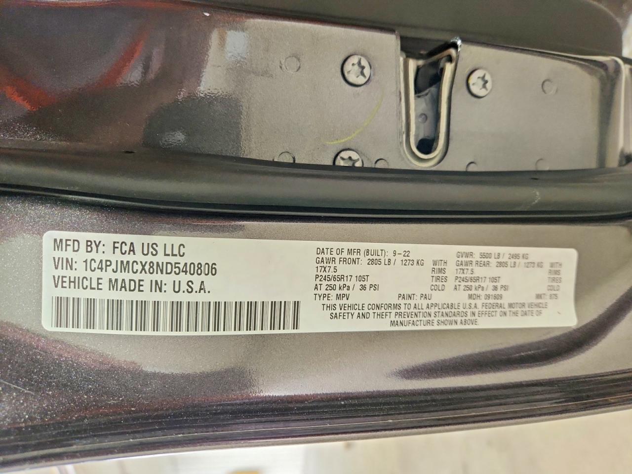 2022 Jeep Cherokee Latitude Charcoal vin: 1C4PJMCX8ND540806