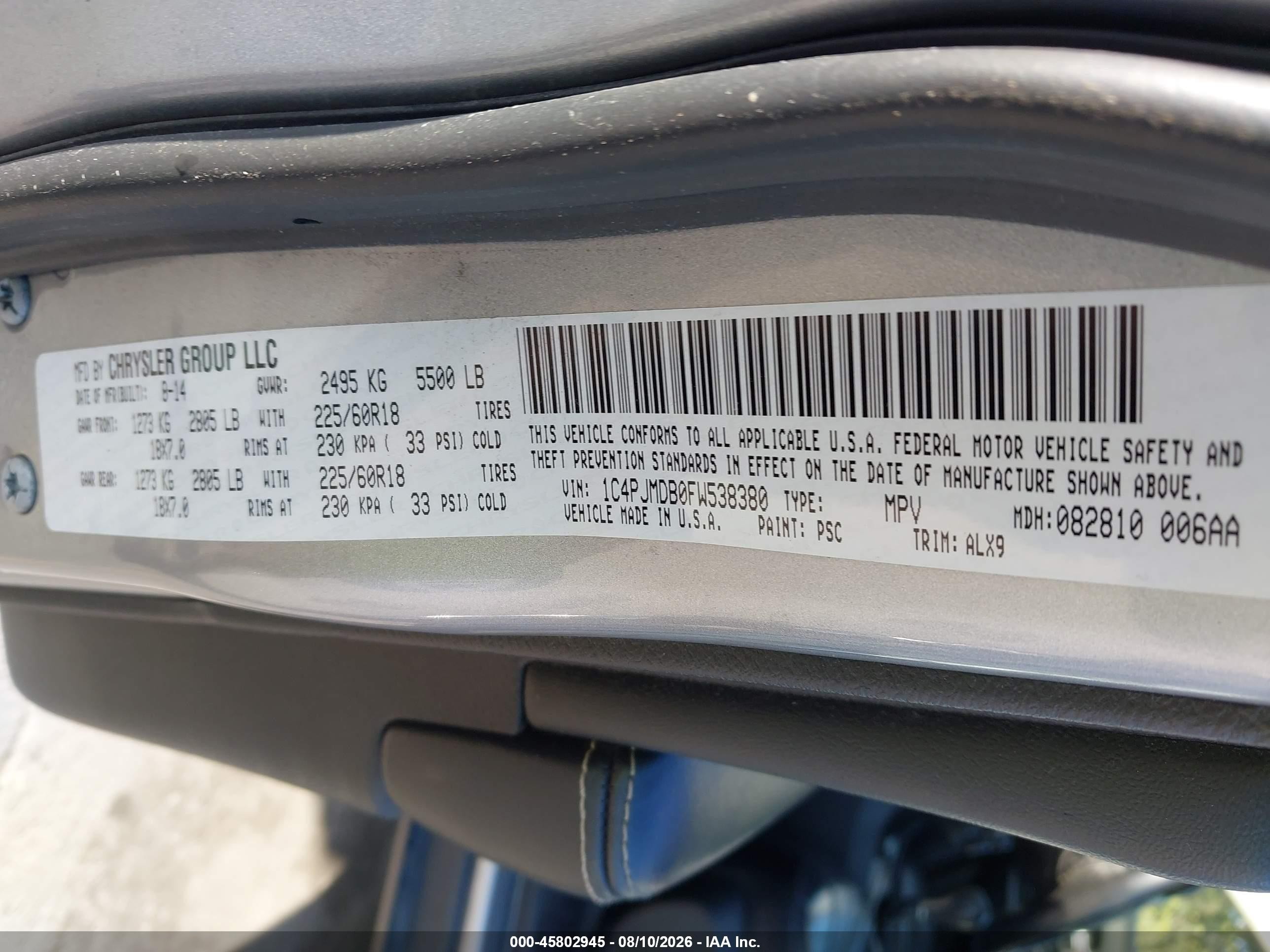2015 Jeep Cherokee Limited Silver vin: 1C4PJMDB0FW538380
