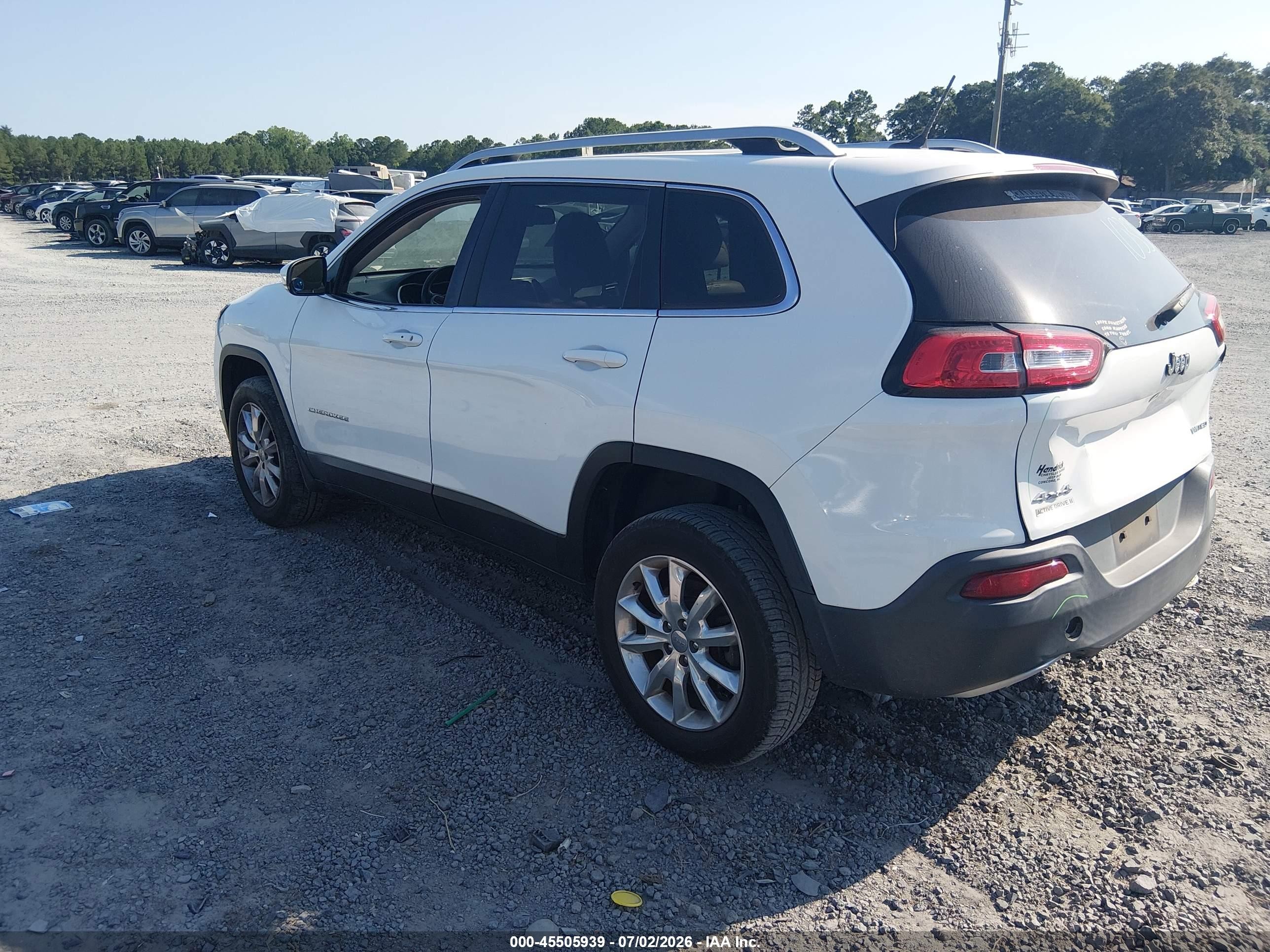 2015 Jeep Cherokee Limited White vin: 1C4PJMDB0FW563263