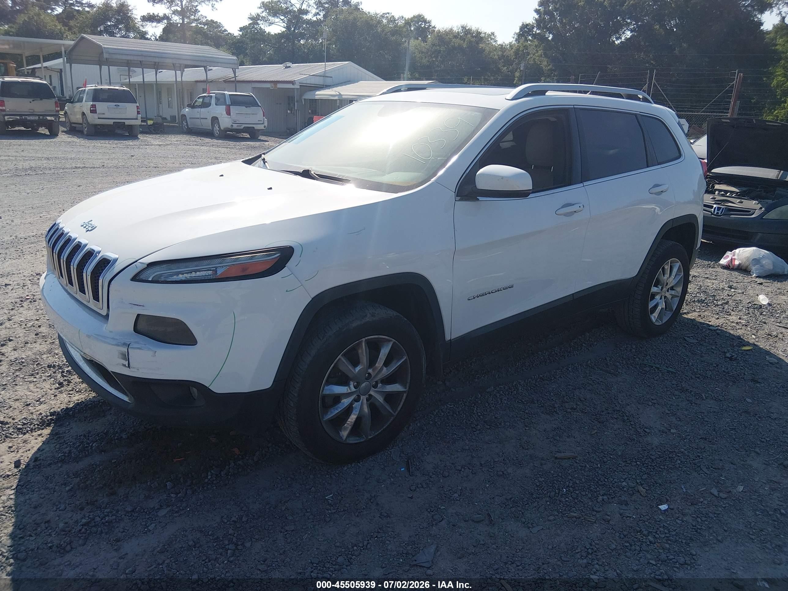 2015 Jeep Cherokee Limited White vin: 1C4PJMDB0FW563263