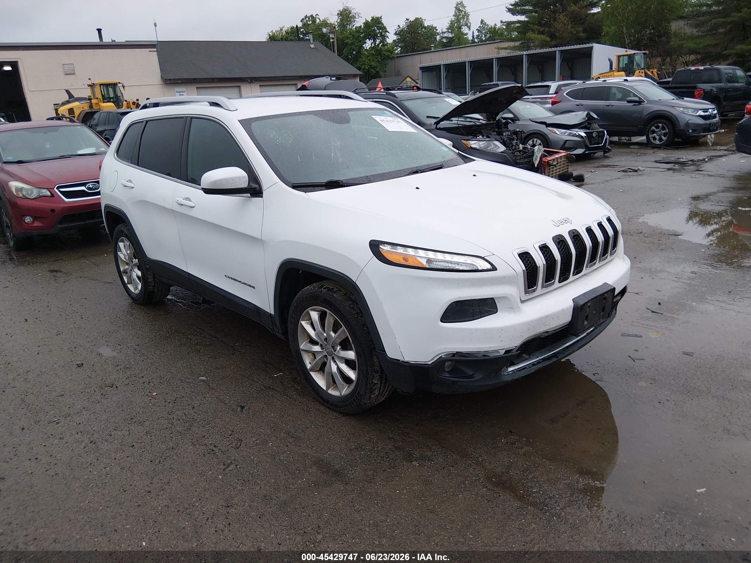 2015 Jeep Cherokee Limited White vin: 1C4PJMDB0FW711105
