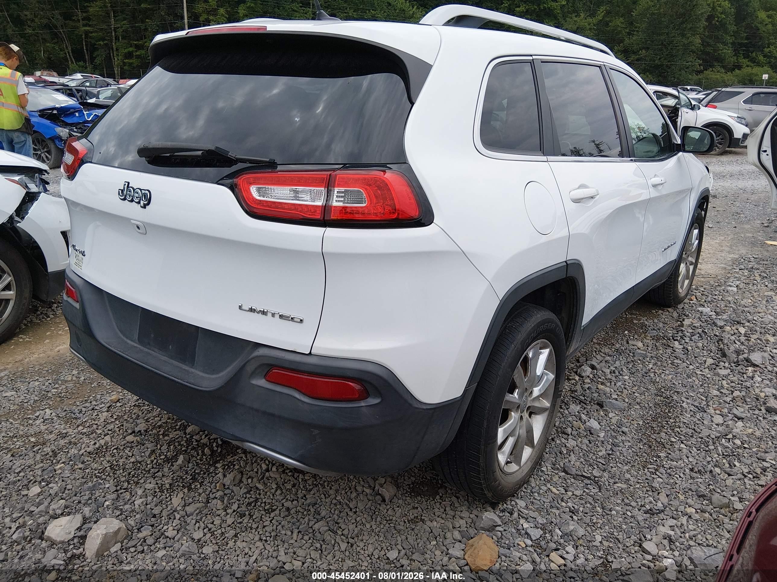 2015 Jeep Cherokee Limited White vin: 1C4PJMDB1FW610669