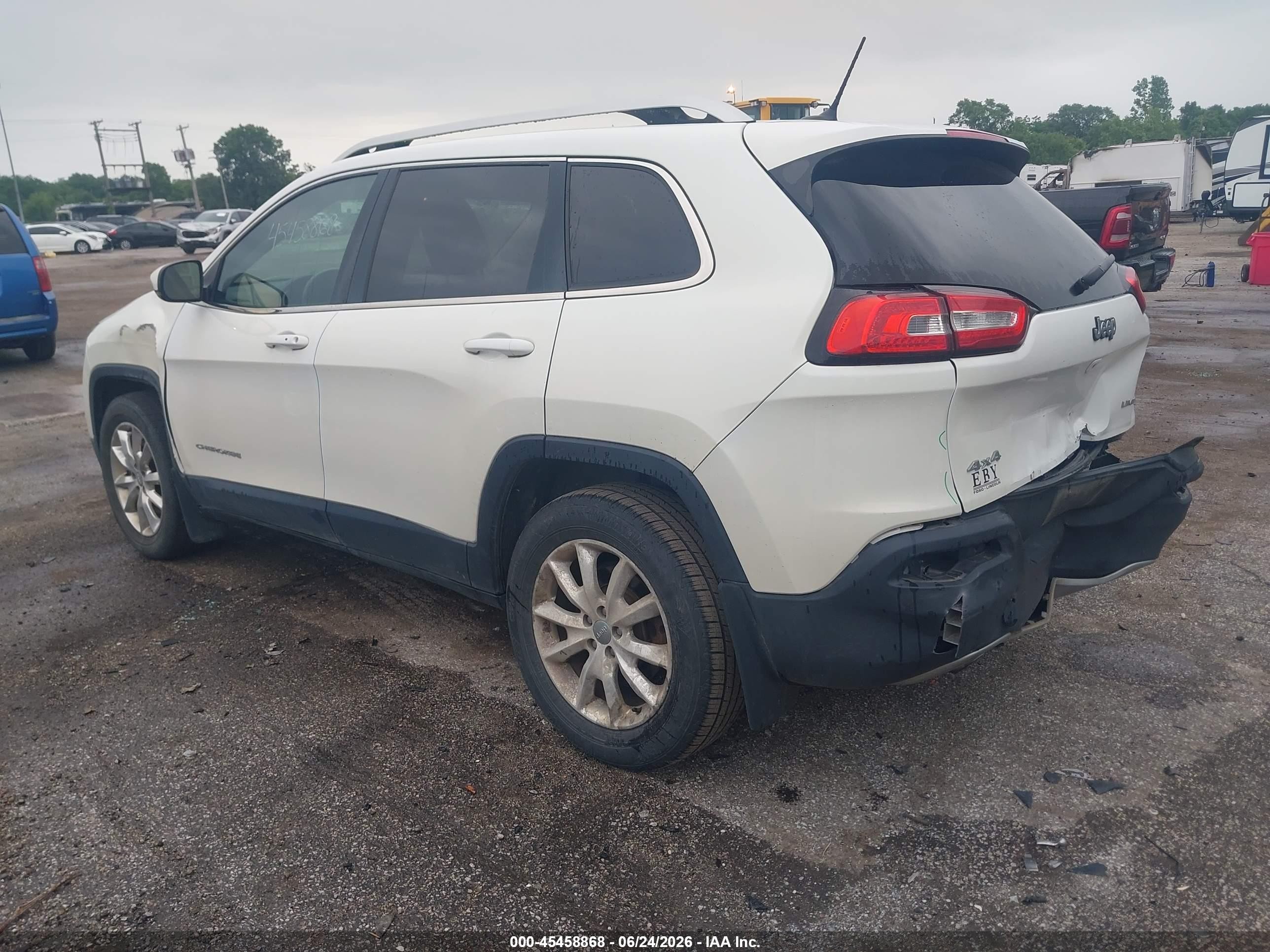 2015 Jeep Cherokee Limited White vin: 1C4PJMDB1FW641582