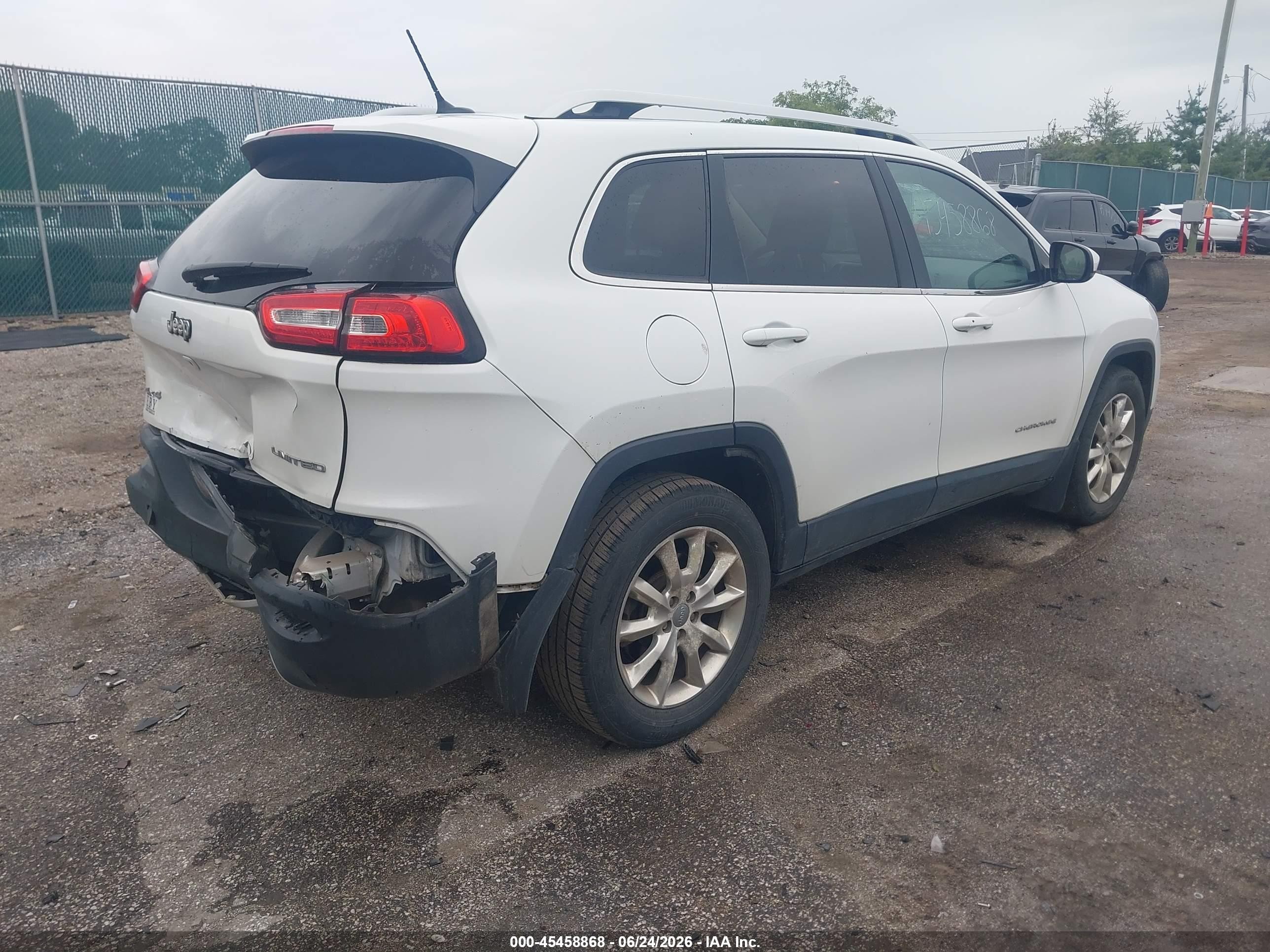 2015 Jeep Cherokee Limited White vin: 1C4PJMDB1FW641582