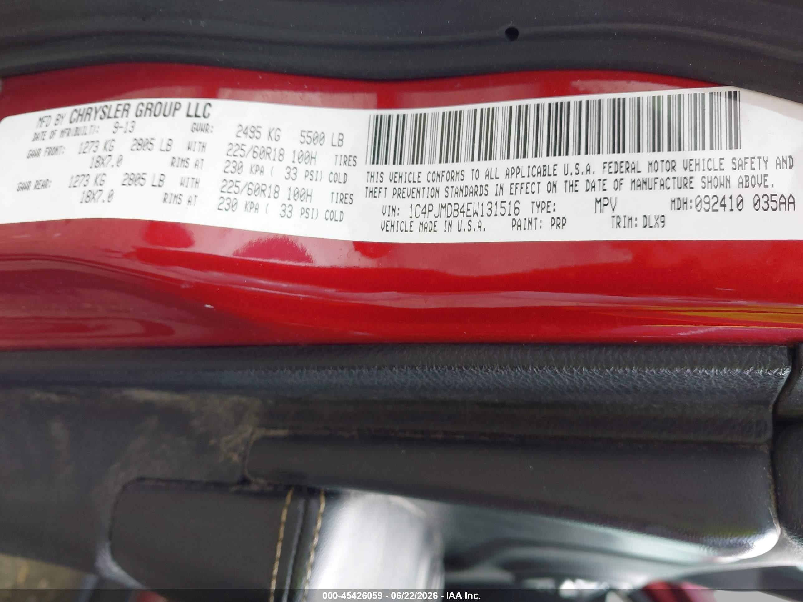 2014 Jeep Cherokee Limited Red vin: 1C4PJMDB4EW131516