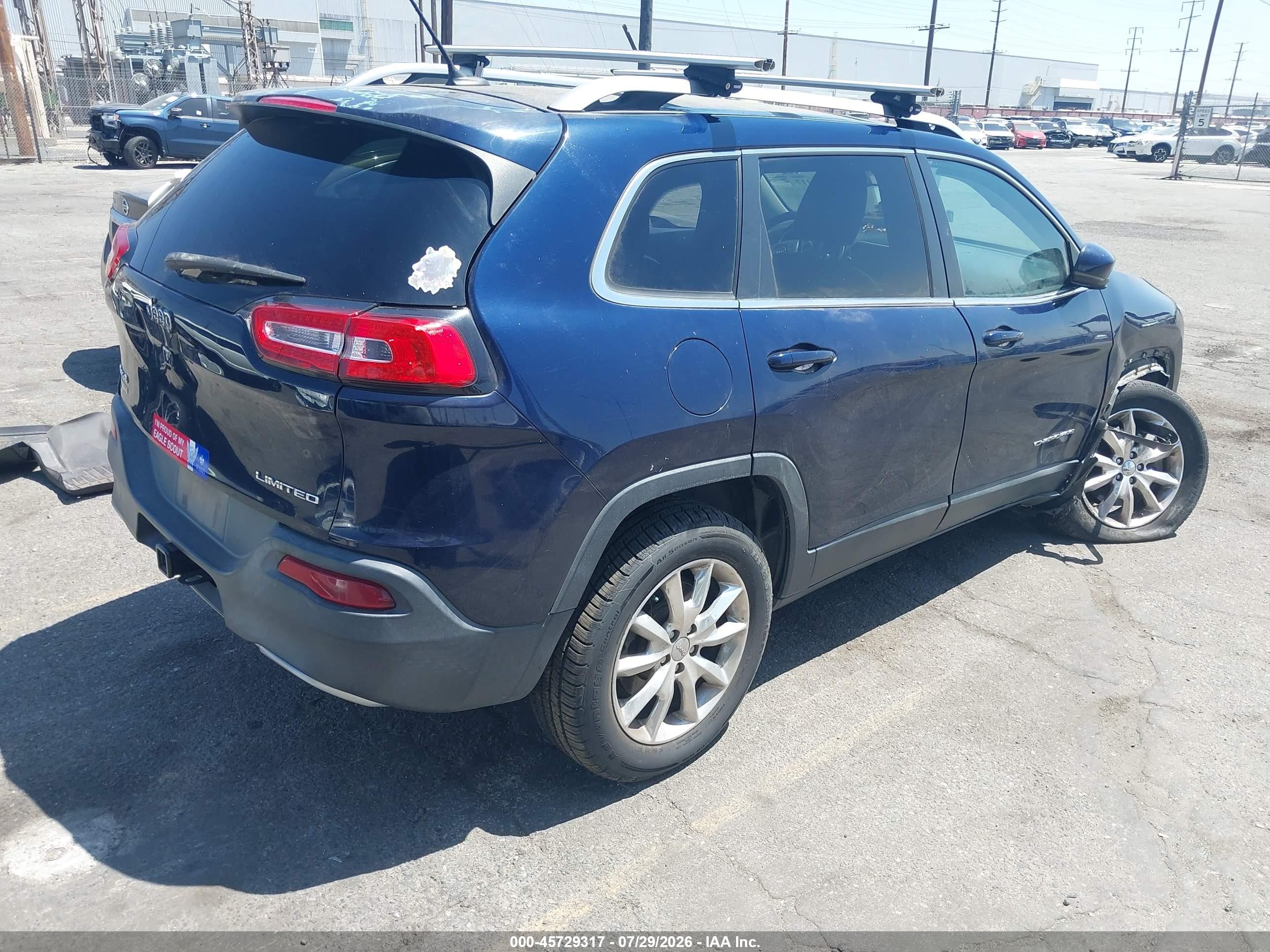 2014 Jeep Cherokee Limited Blue vin: 1C4PJMDB4EW310123