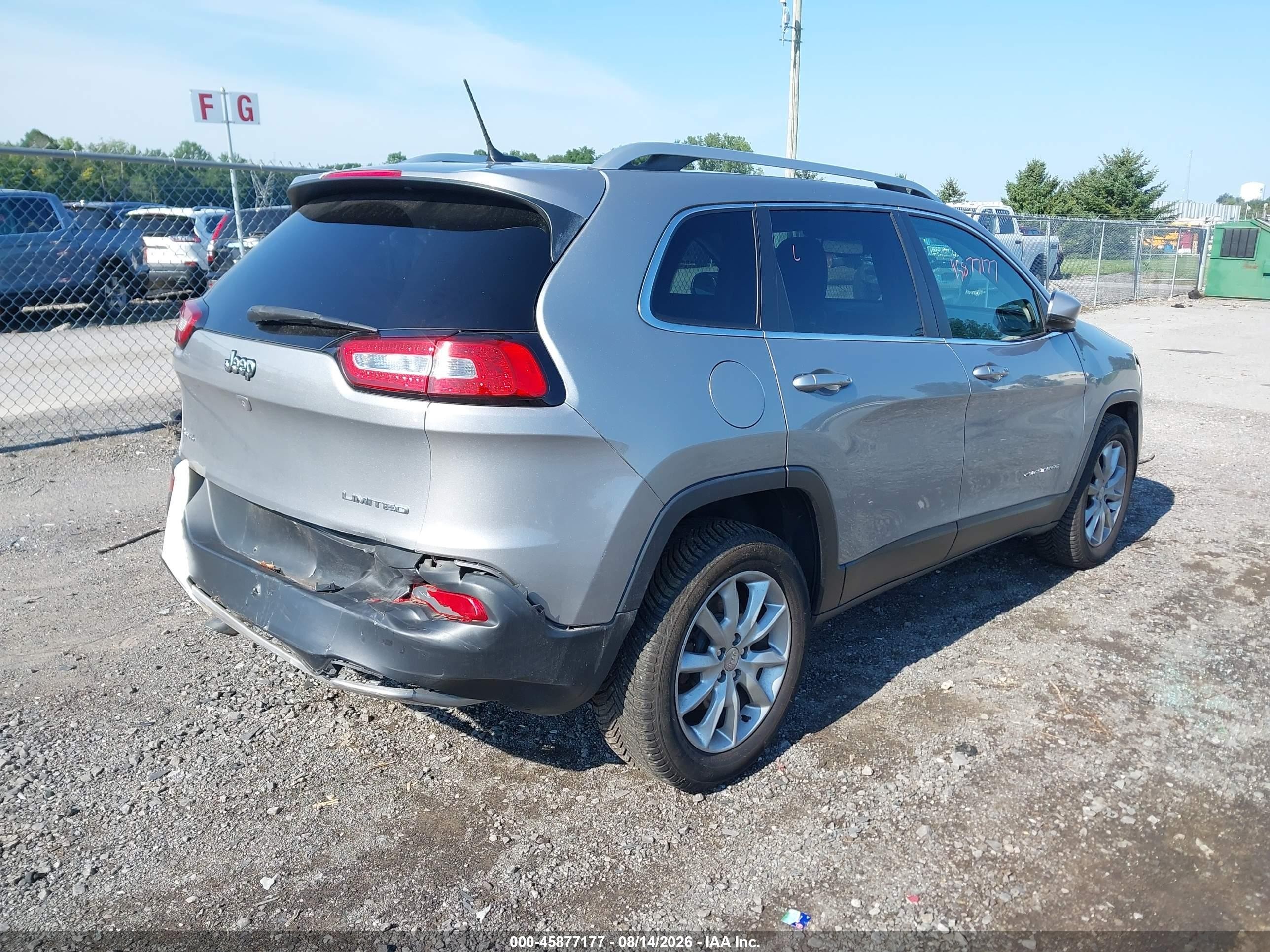 2015 Jeep Cherokee Limited Silver vin: 1C4PJMDB4FW571723