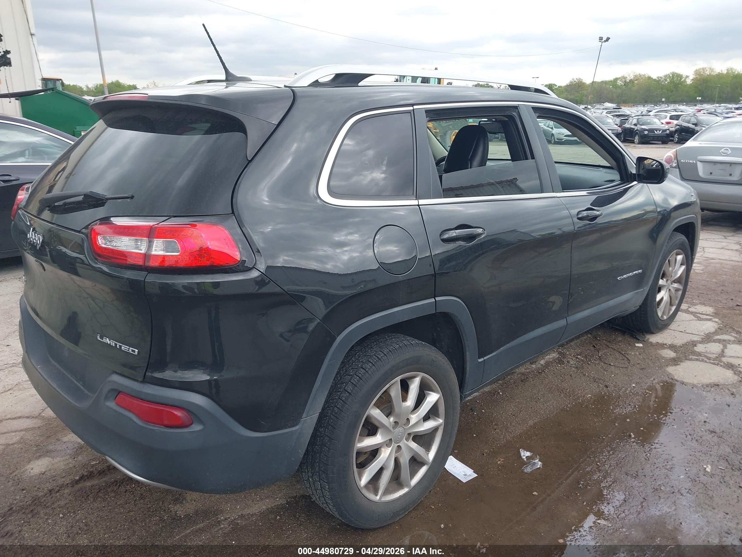 2015 Jeep Cherokee Limited Black vin: 1C4PJMDB5FW705784