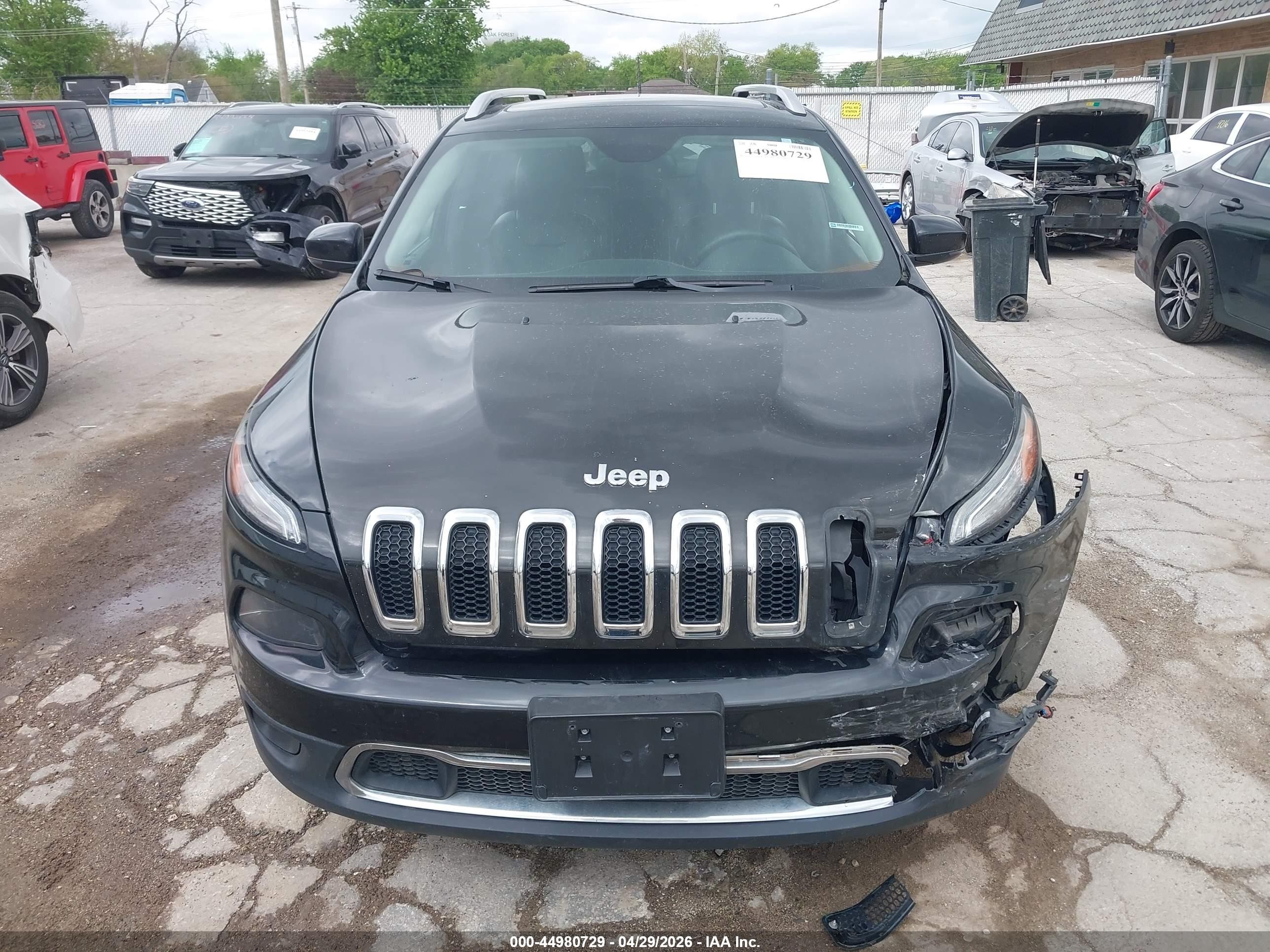2015 Jeep Cherokee Limited Black vin: 1C4PJMDB5FW705784