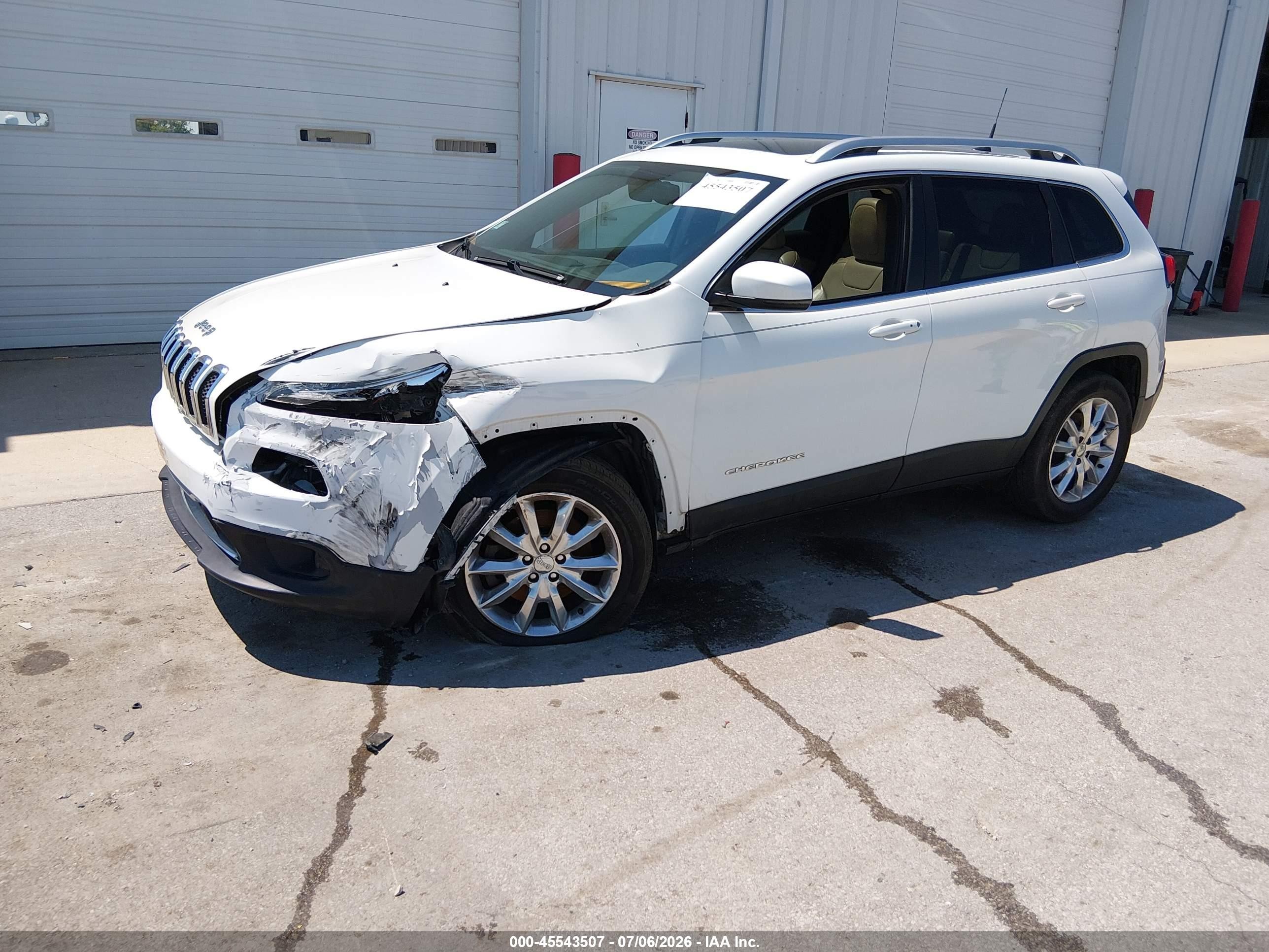 2016 Jeep Cherokee Limited White vin: 1C4PJMDB5GW170330