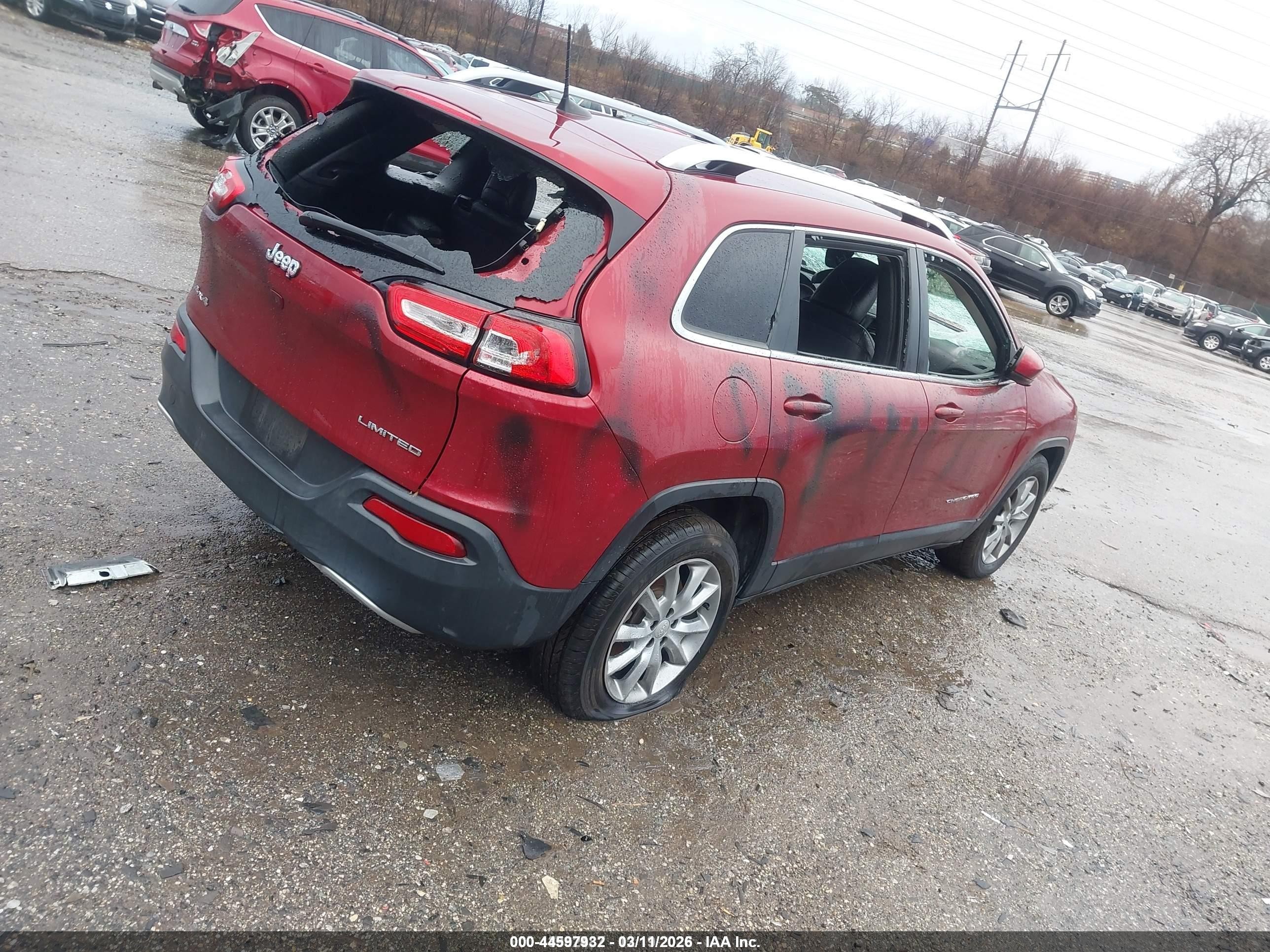 2017 Jeep Cherokee Limited 4x4 Красный vin: 1C4PJMDB6HD217331