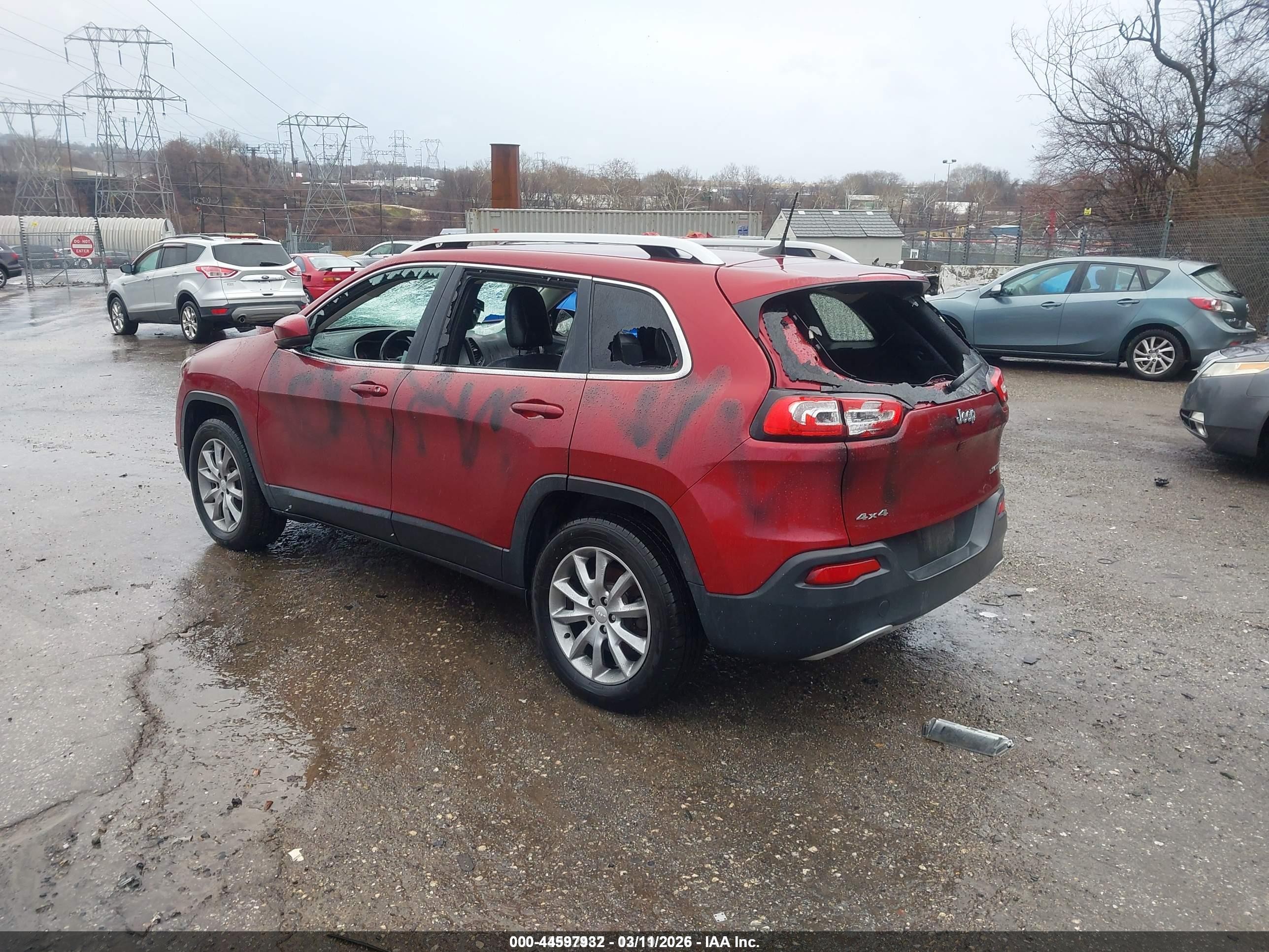 2017 Jeep Cherokee Limited 4x4 Красный vin: 1C4PJMDB6HD217331