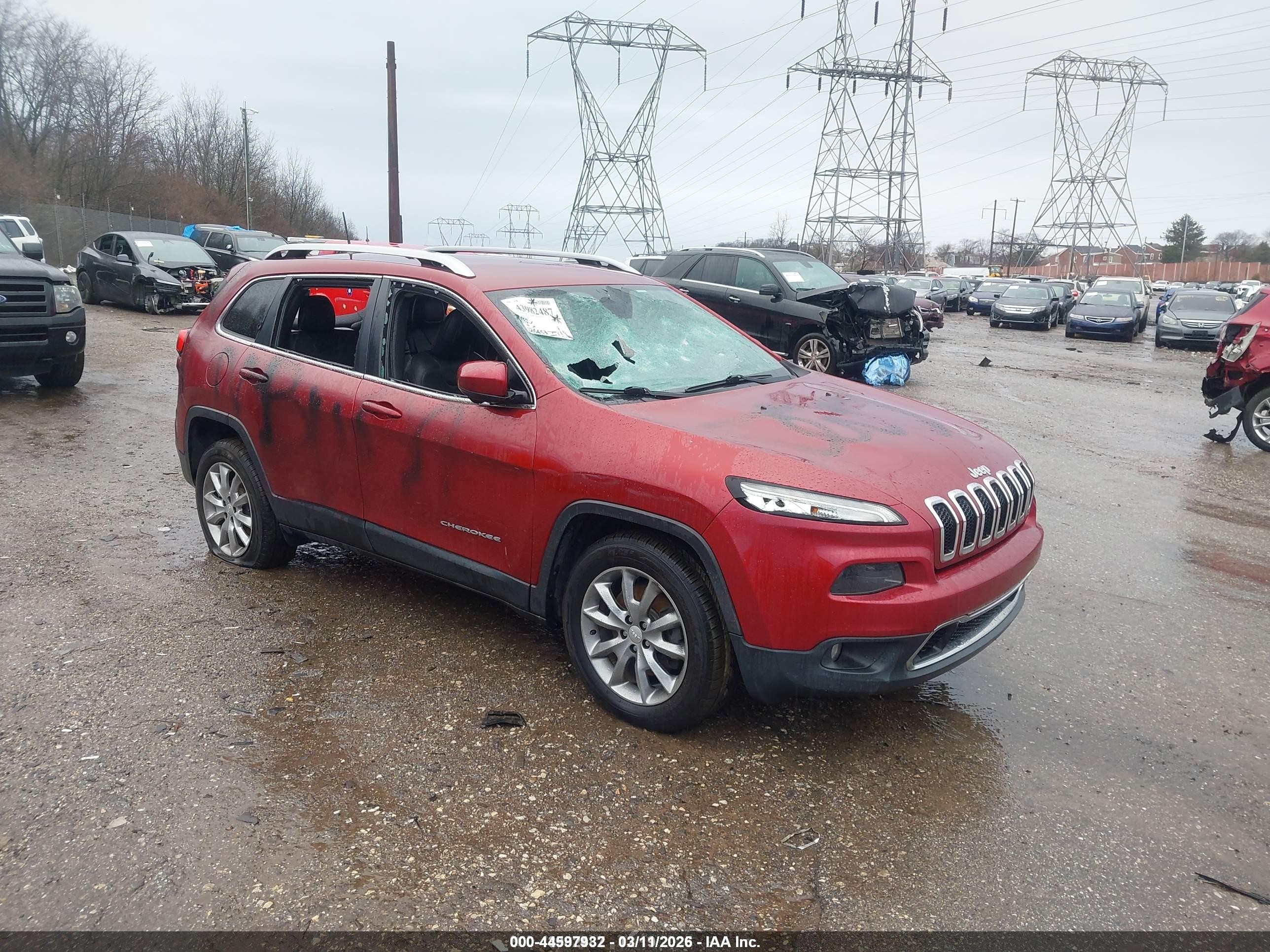 2017 Jeep Cherokee Limited 4x4 Красный vin: 1C4PJMDB6HD217331