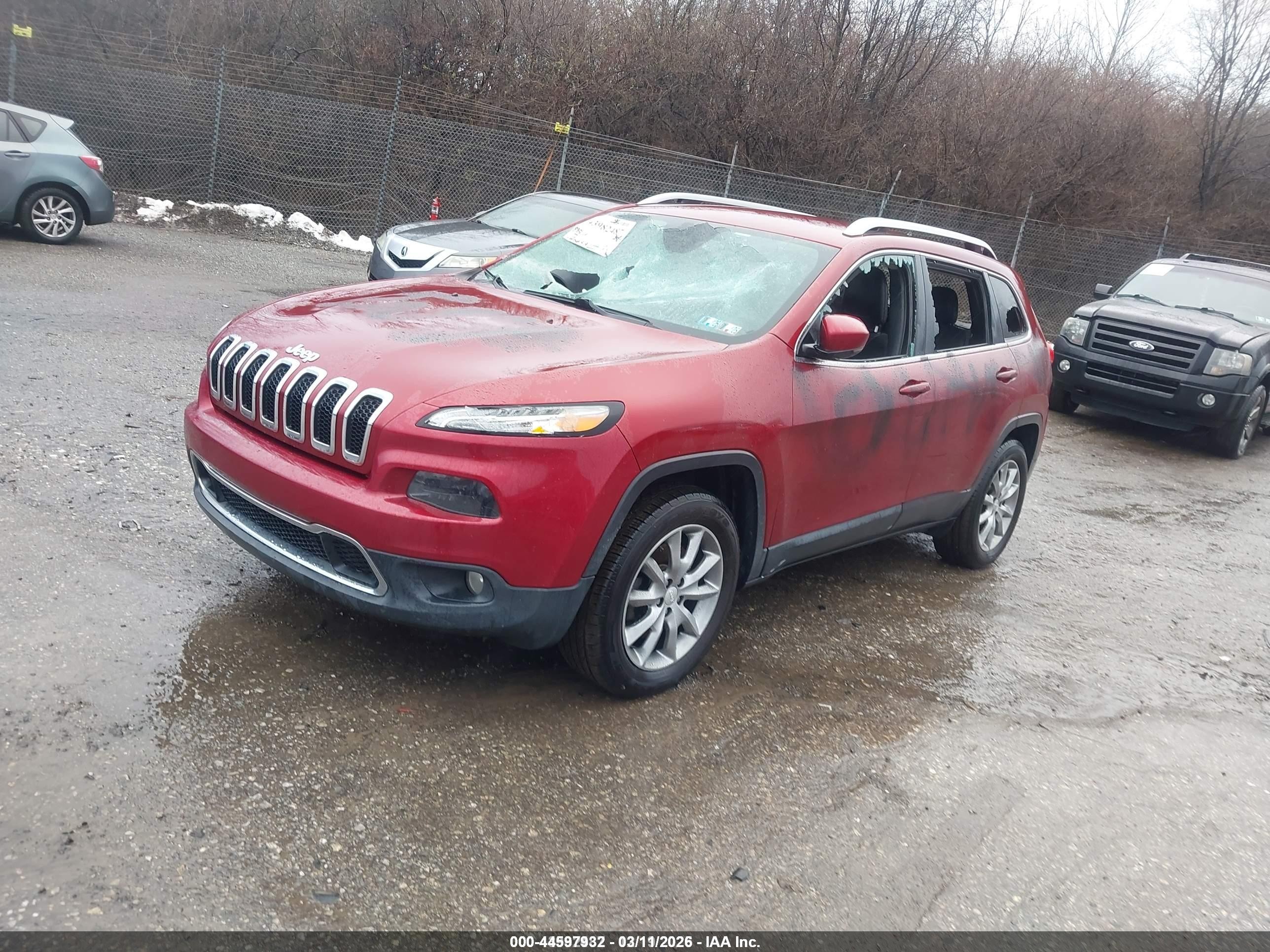 2017 Jeep Cherokee Limited 4x4 Красный vin: 1C4PJMDB6HD217331