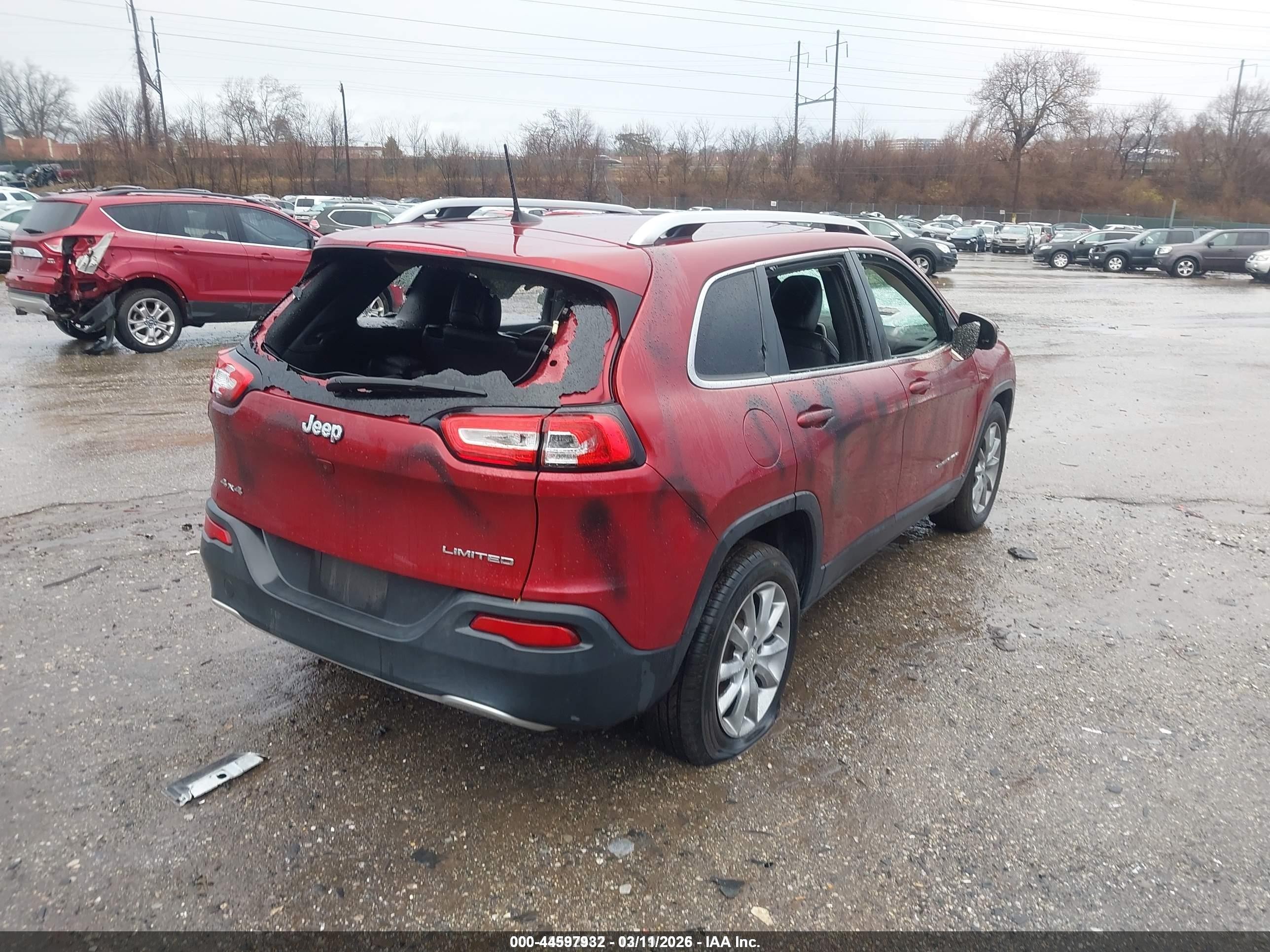 2017 Jeep Cherokee Limited 4x4 Красный vin: 1C4PJMDB6HD217331