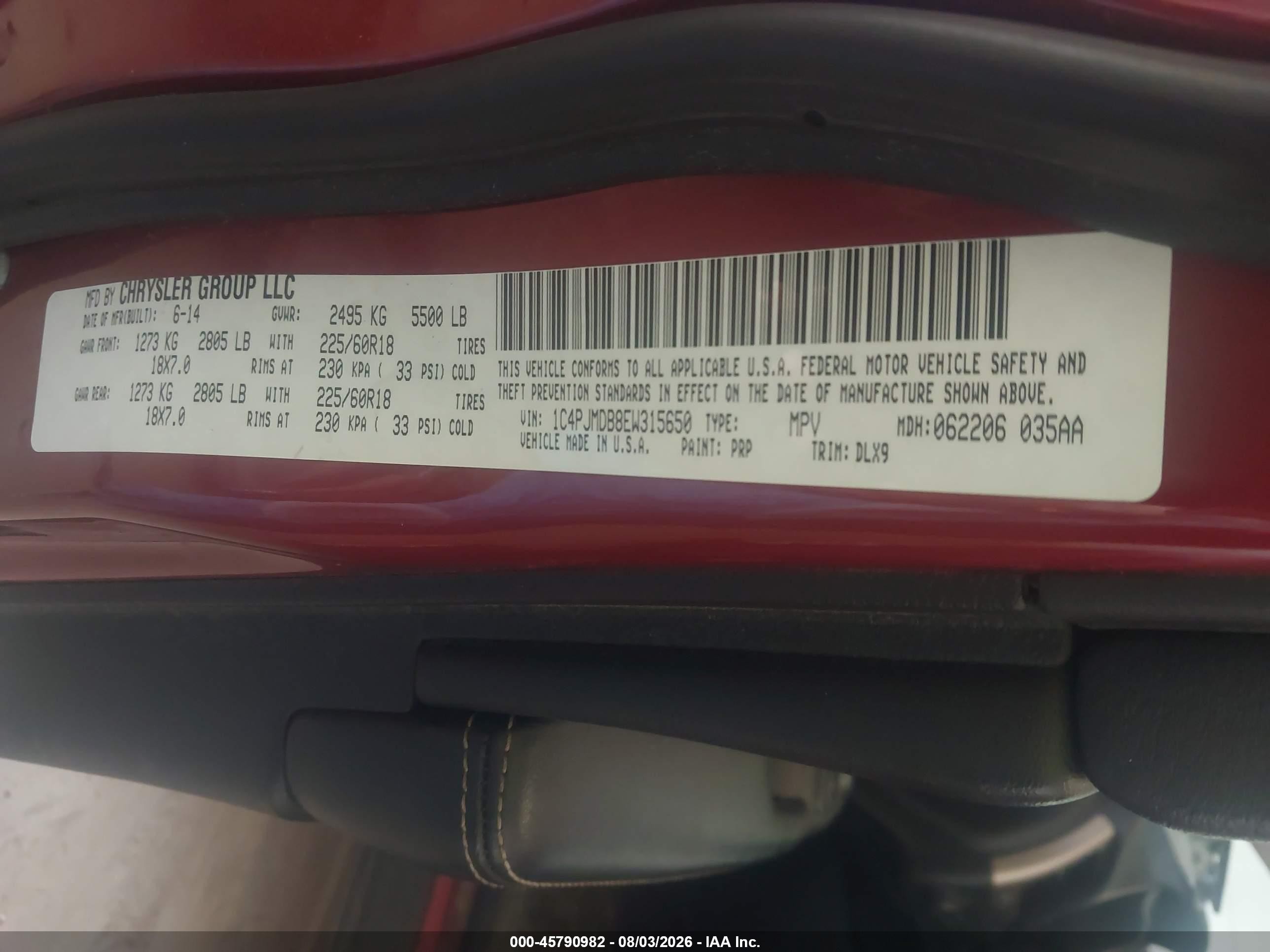 2014 Jeep Cherokee Limited Red vin: 1C4PJMDB8EW315650