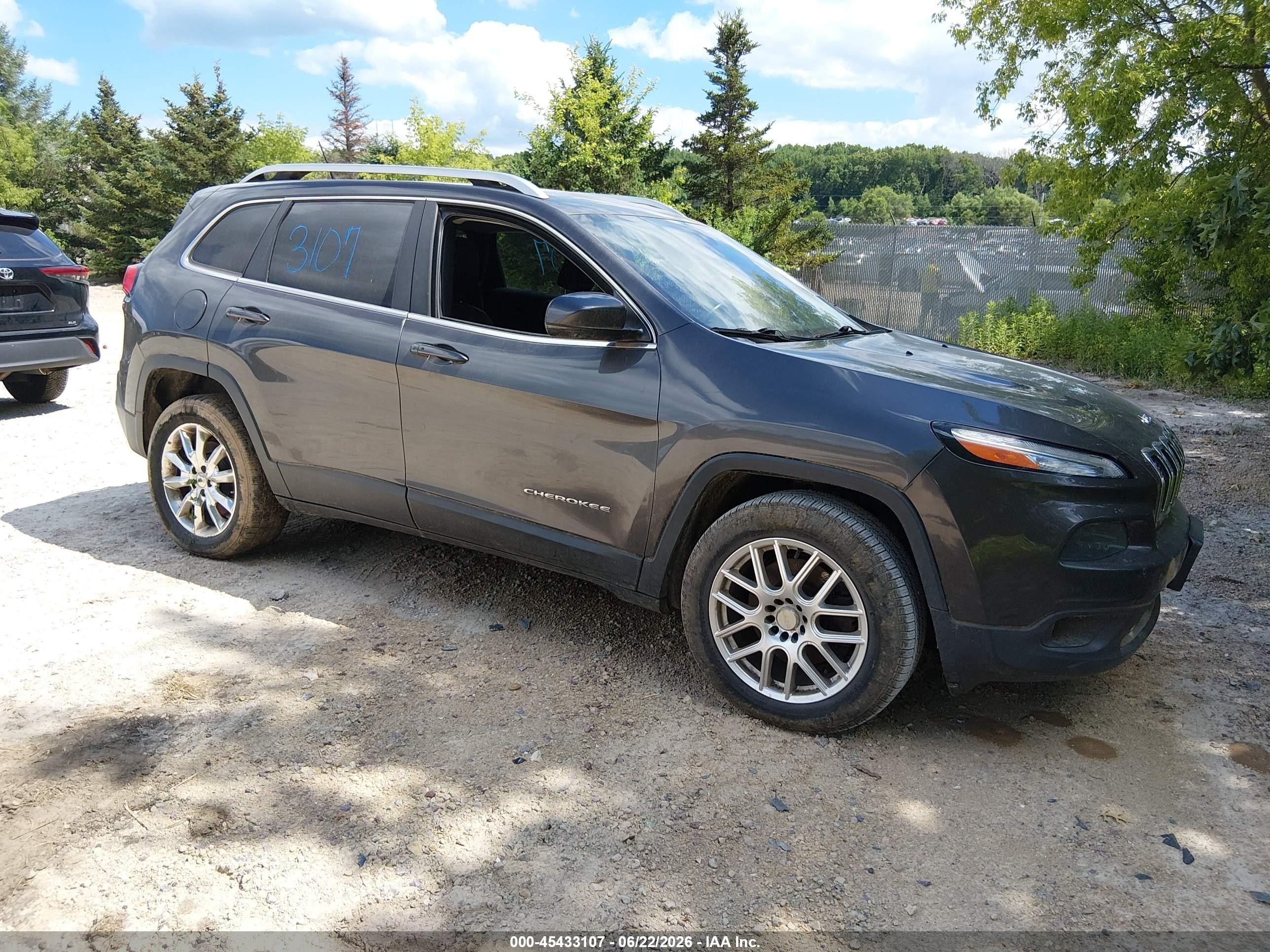 2015 Jeep Cherokee Limited Серый vin: 1C4PJMDBXFW512482