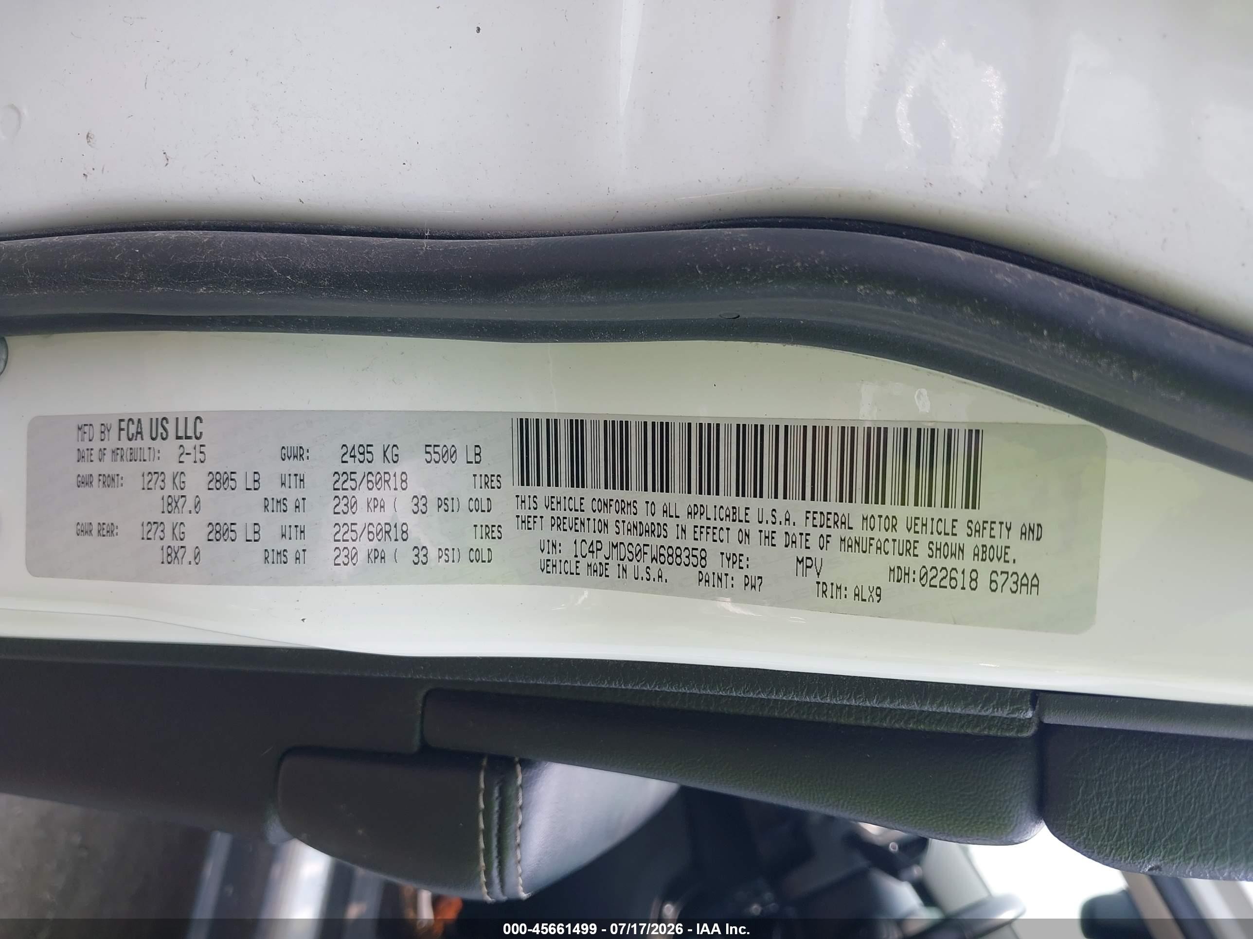 2015 Jeep Cherokee Limited Белый vin: 1C4PJMDS0FW688358