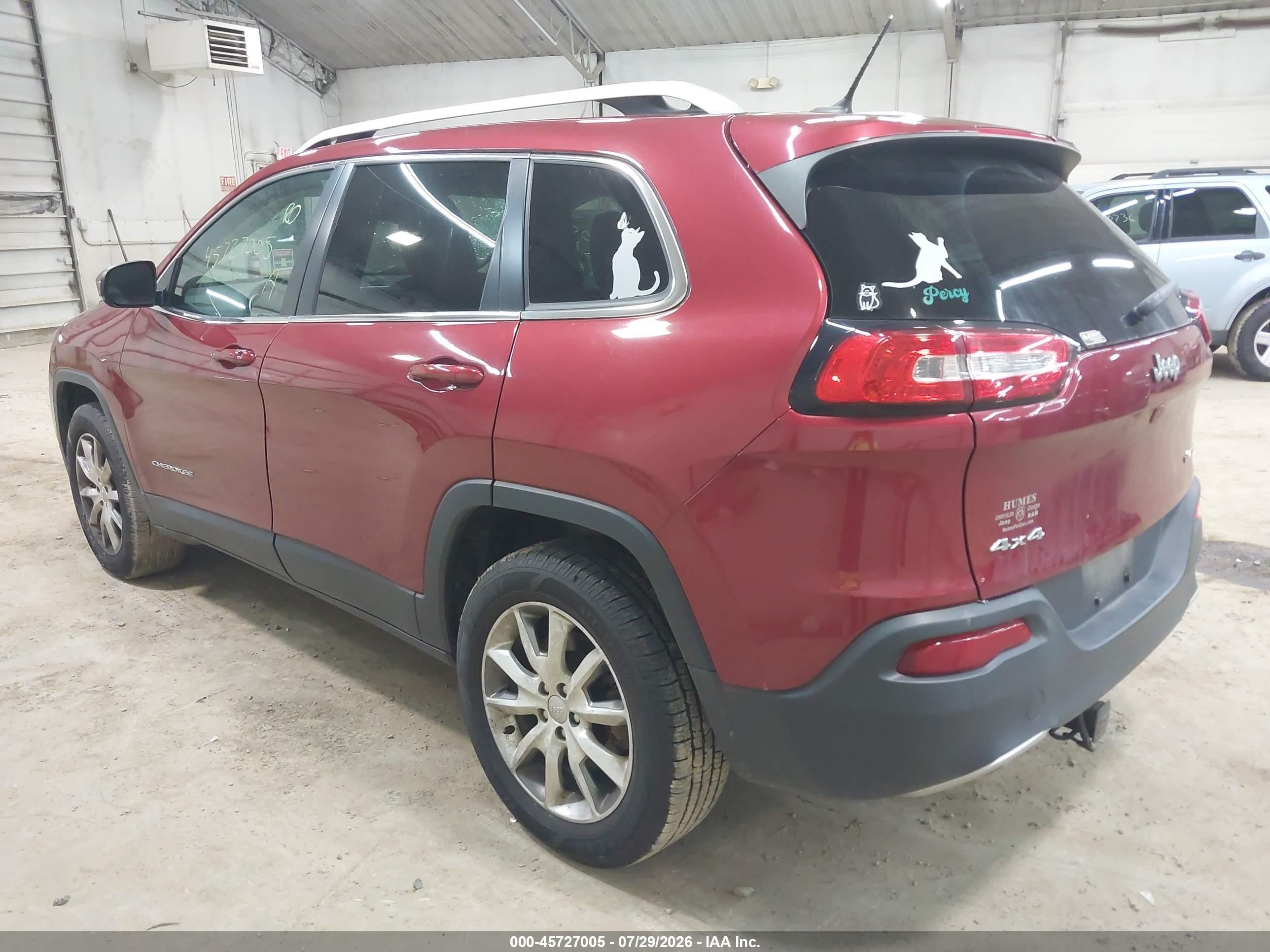 2014 Jeep Cherokee Limited Burgundy vin: 1C4PJMDS1EW183766